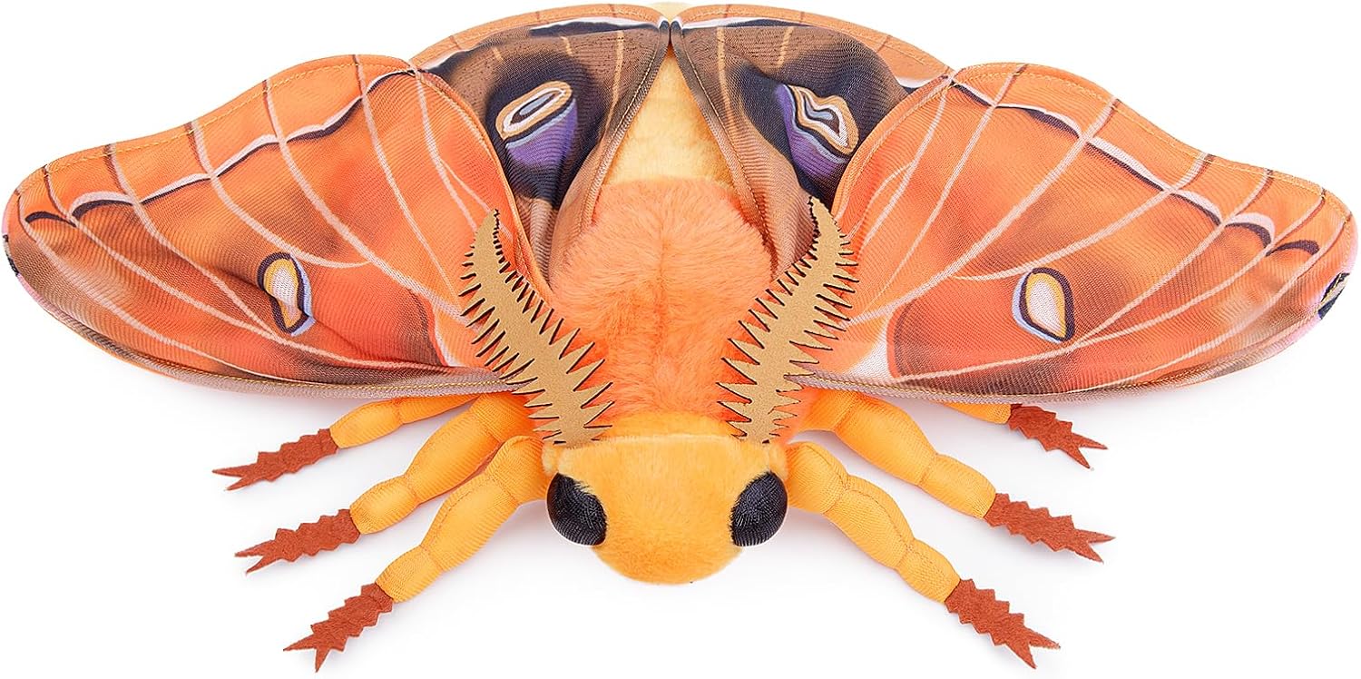 Polyphemus Moth Plush Toy, Lifelike 11in Realistic Soft Big Moth Plushie Model Toy, Unique Plush Gift Collection for Kids