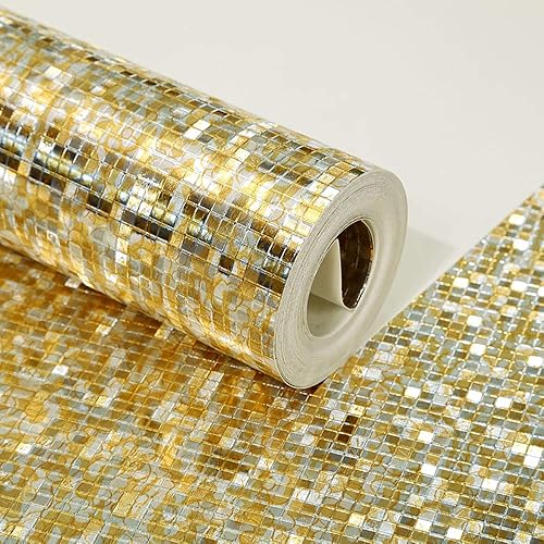 Miniatura 5 de QIHANG rollo de papel tapiz de lujo, de mosaicos dorados, moderno, para decorar techos