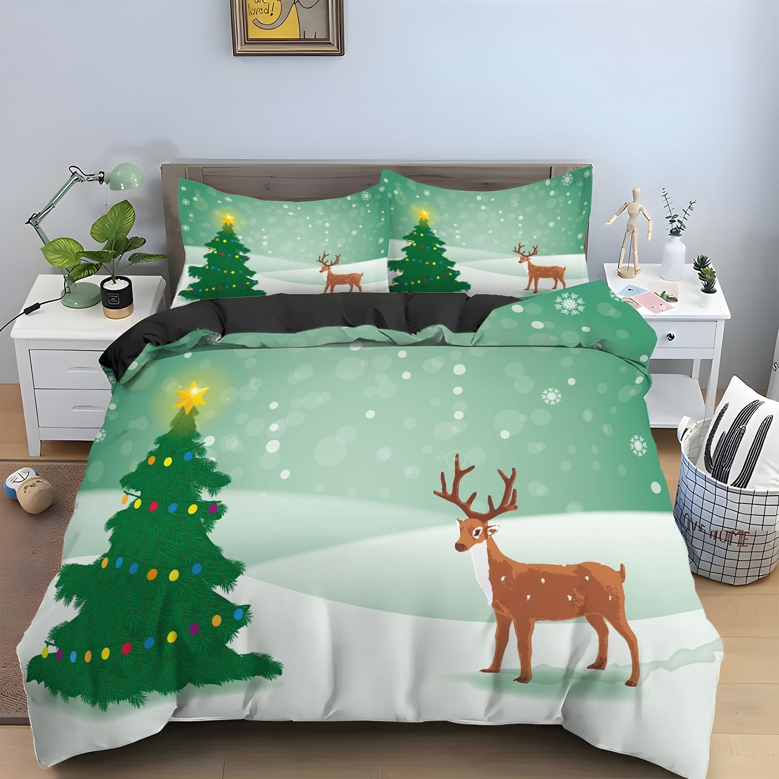 Housse de couette 160x200 wapiti en microfibre douce anti-plis