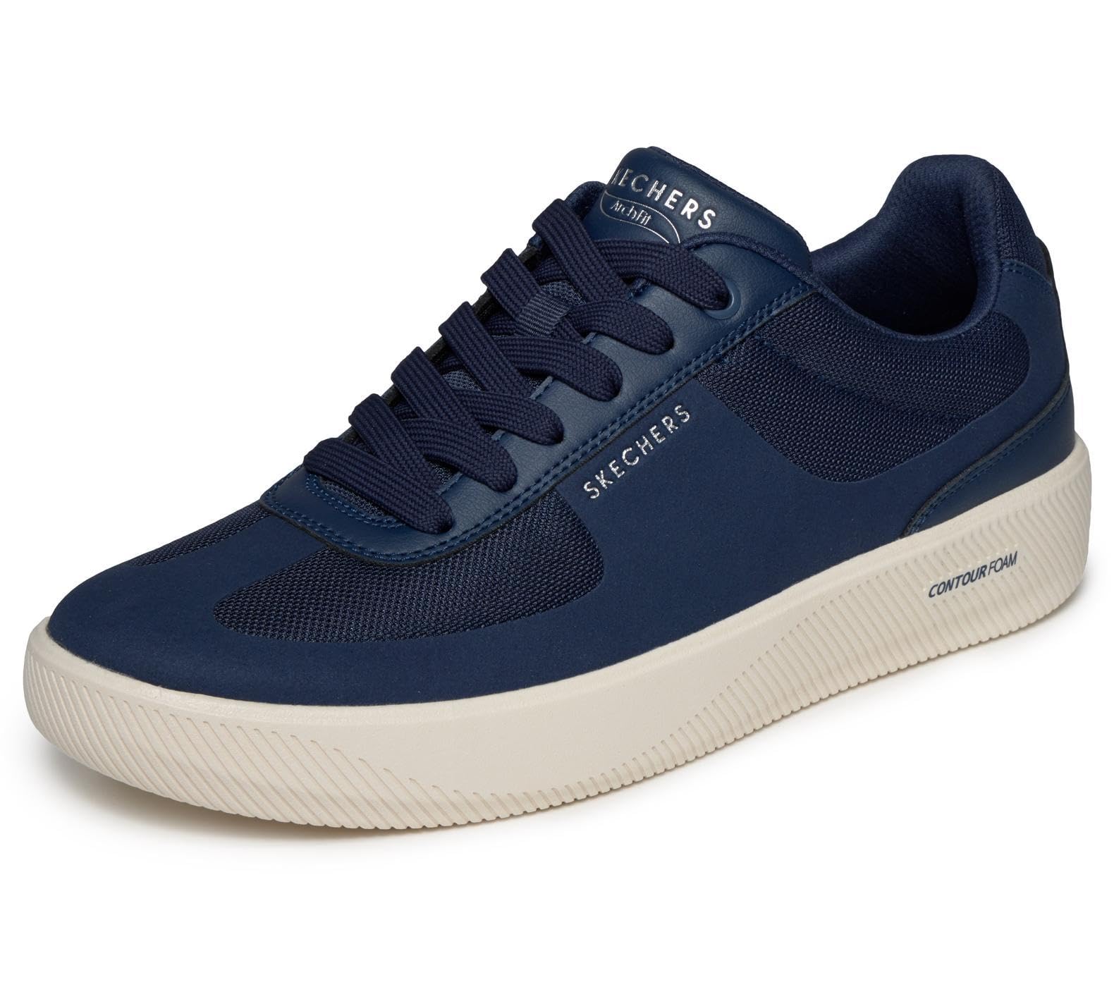 Skechers Men's Arch Fit Court Break Comodo Comfort Trainers, Navy Microfiber/Duraleather, 10 UK