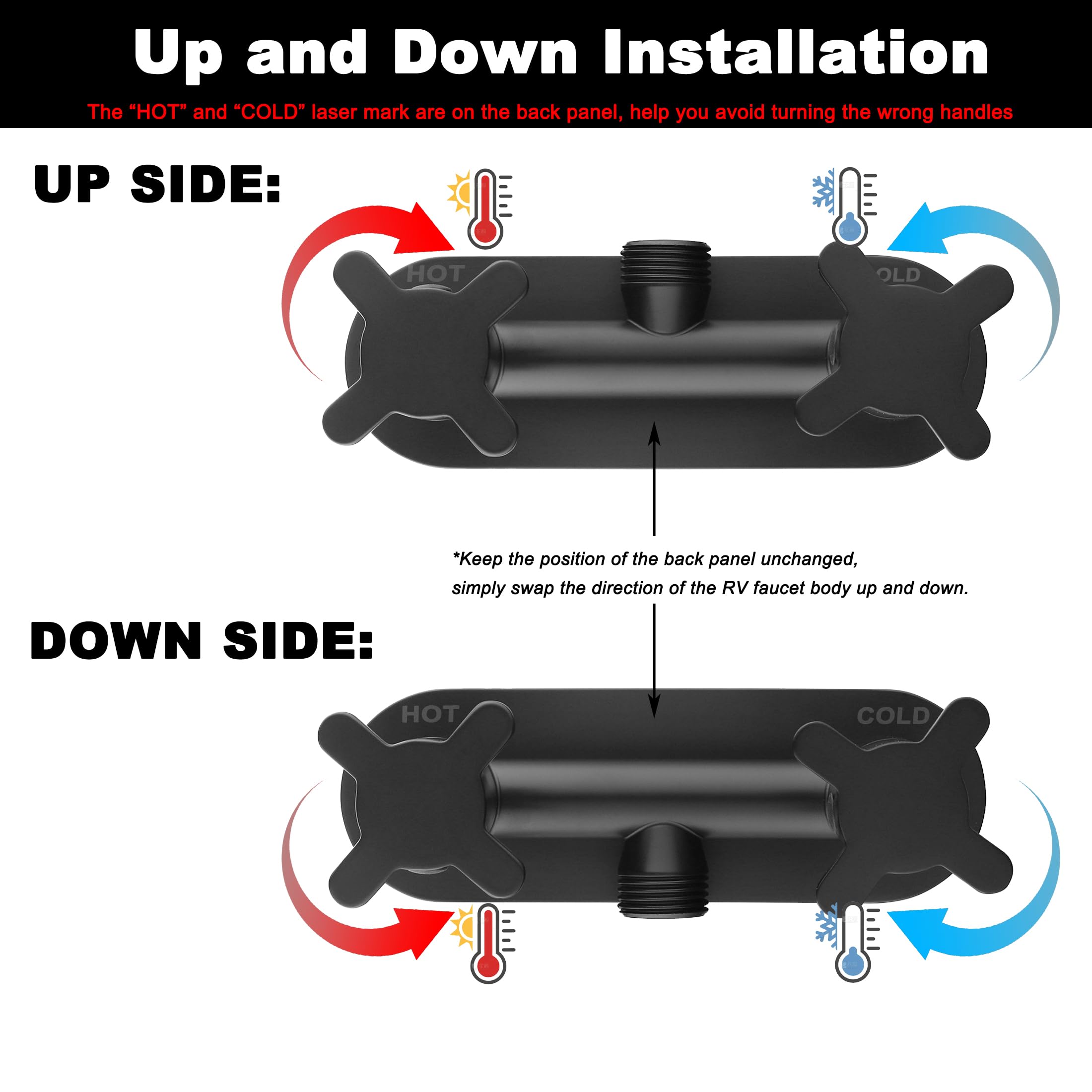 All Metal RV Shower Faucet Matte Black Stainless Steel Camper Replacement 4 Inch for Indoor and Outdoor Shower — view 6