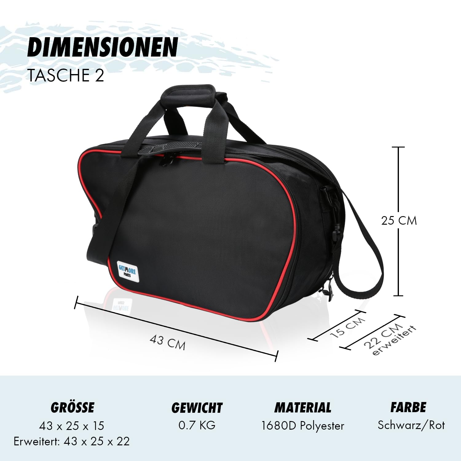 GETMORE Parts Tasche interne per MV Agusta Turismo Veloce – adatte per Rosso, Lusso, SCS, RC SCS – Set di 2 valigie laterali – su misura e robusto – pratiche borse per valigia per viaggi in moto