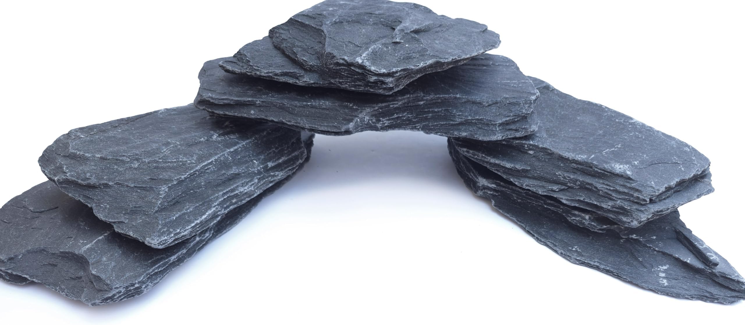 Natural Slate Stones 8 to 10 Inches - USA Sourced and Packaged for Aquascaping Aquariums, Terrariums, Paludariums, Reptile Enclosures, and Gardens (16-18 lbs)