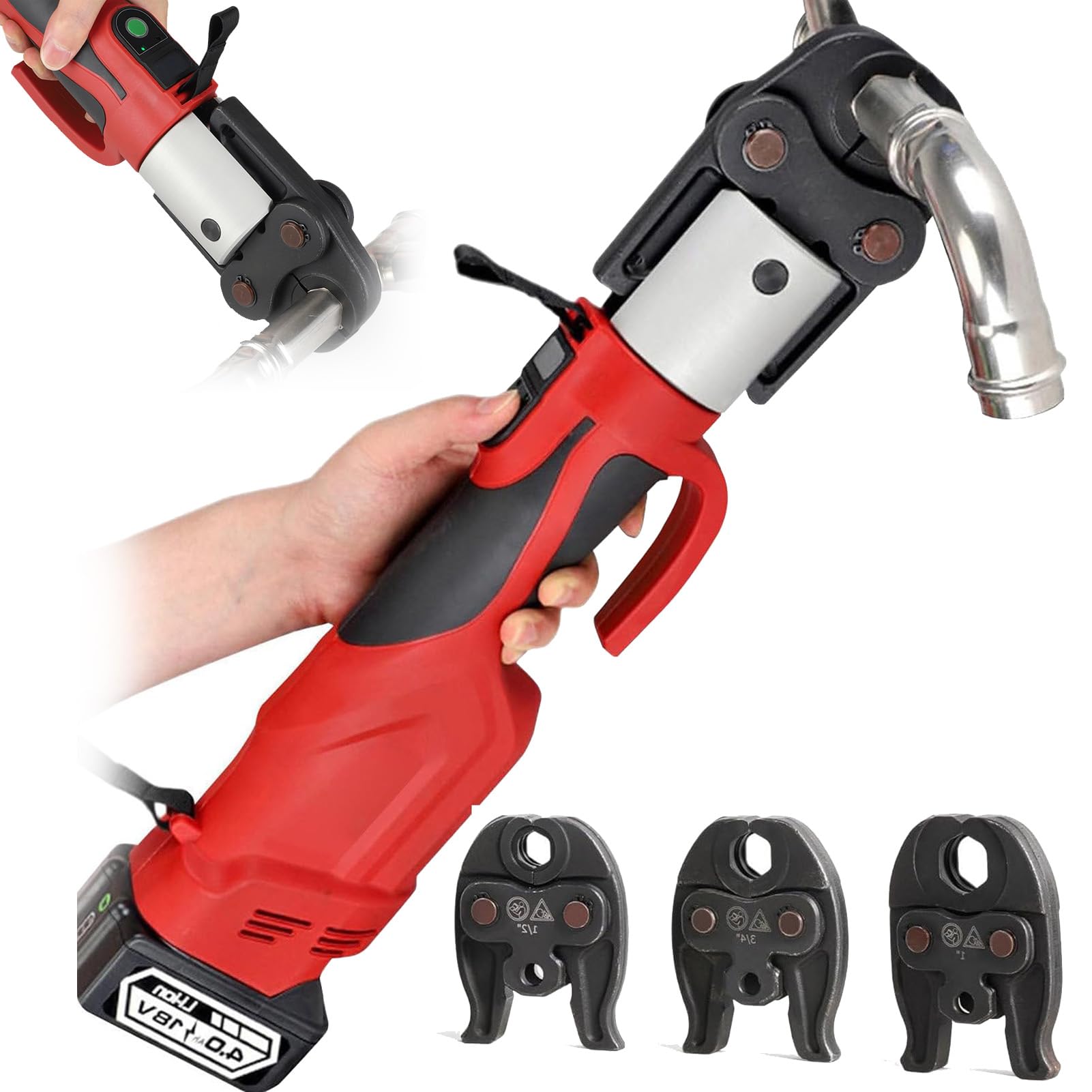 Eiwitany Professional Cordless Hydraulic Pipe Press Tool Kit, Portable Plumbing Crimping Equipment for Stainless Steel Piping (1series)