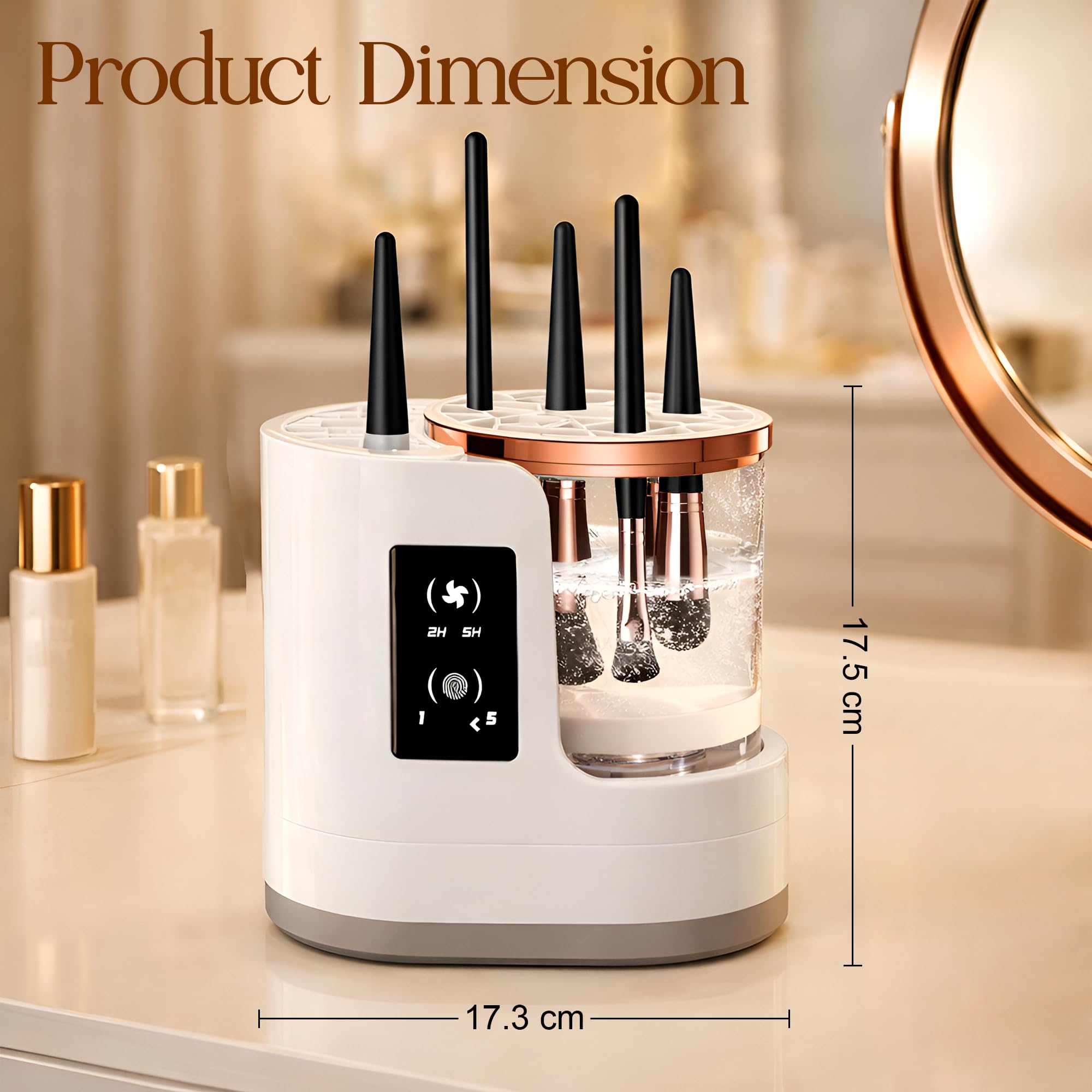3-in-1-Make-up-Pinsel-Reiniger-Maschine mit Unterlegscheibe, Halter, Lufttrockner, 850 U/min, tragbarer Make-up-Pinsel-Reiniger mit USB, alle Größen, Konturen, Lidschatten, Rouge