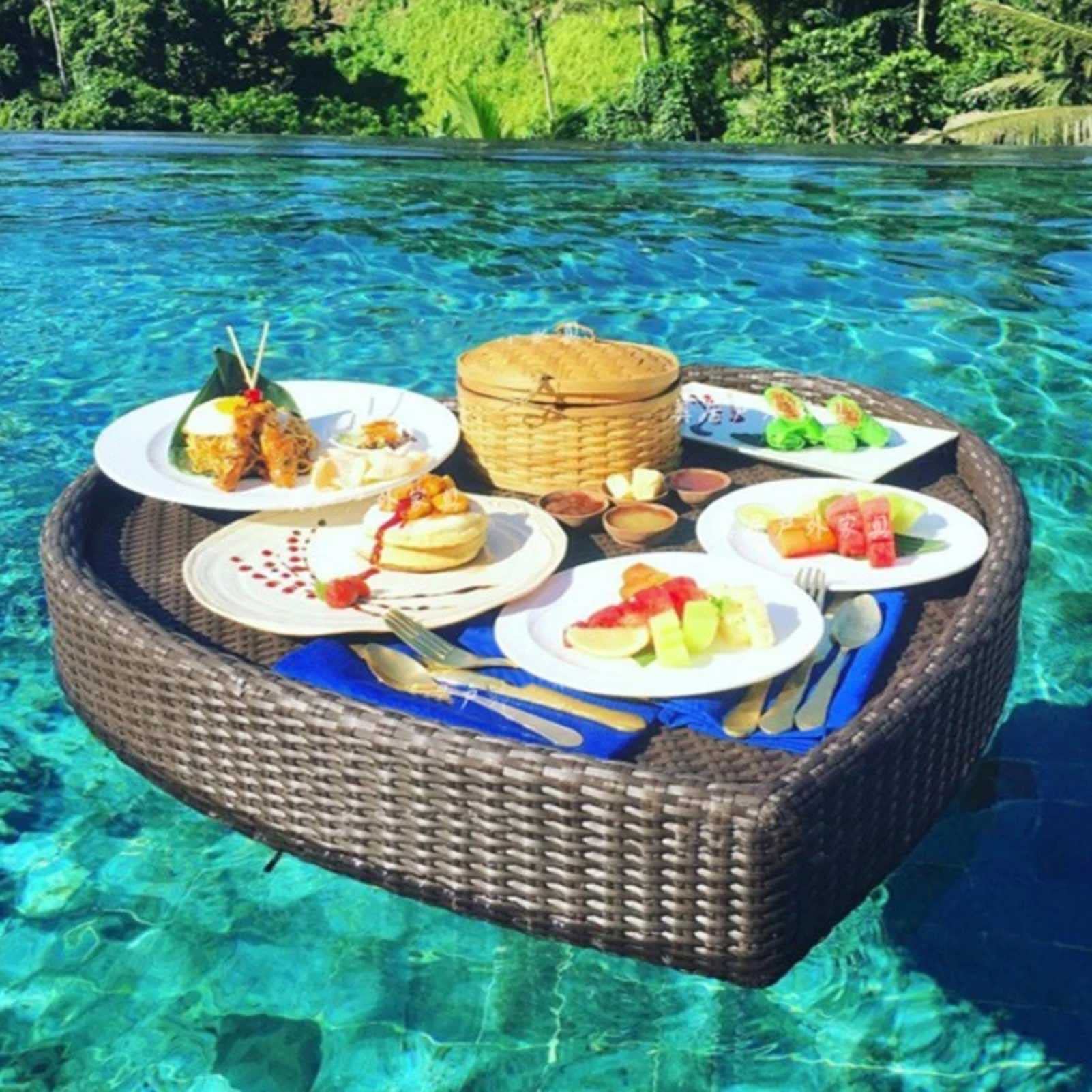 Swimming pool floating bar, Bar with Handles, Floating Tray(Brown)