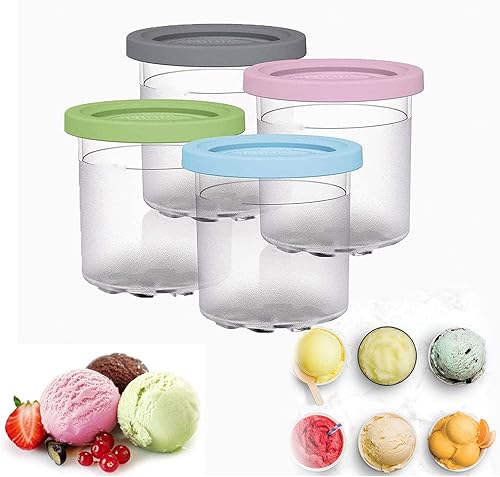 Ice Cream Containers, for Ninja Creami Pint, Creami Deluxe Pints Airtight and Leaf-Proof Compatible with NC299AMZ,NC300s Series Ice Cream Makers