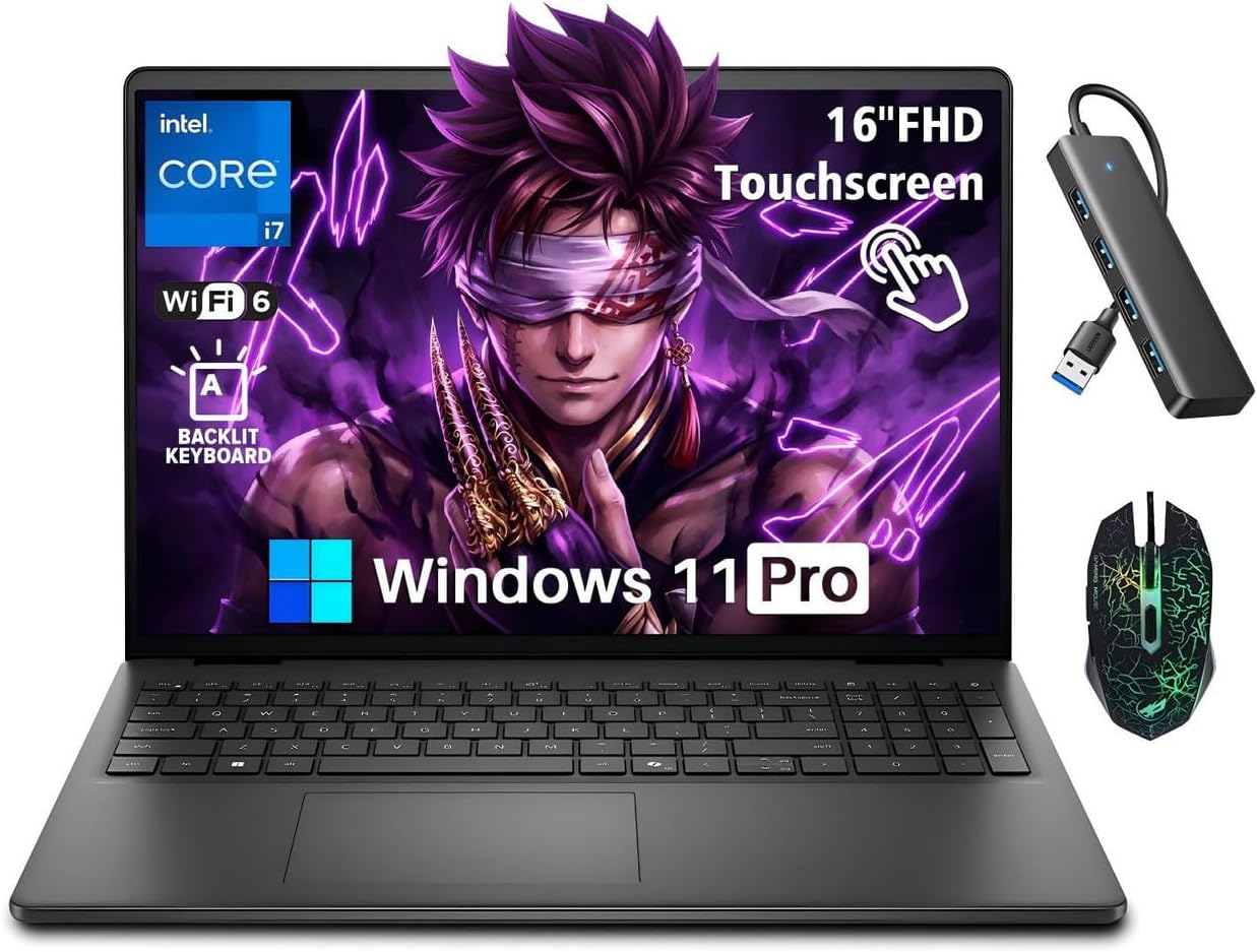Dell 16" Business-Class Touchscreen Laptop, Intel 10-Core 7 150U (up to 5.4 GHz),Windows 11 Home, 16GB DDR5, 1TB SSD, 16" FHD+ 300-Nits, Wi-Fi 6, Backlit KB, Copilot AI, for Business & Student