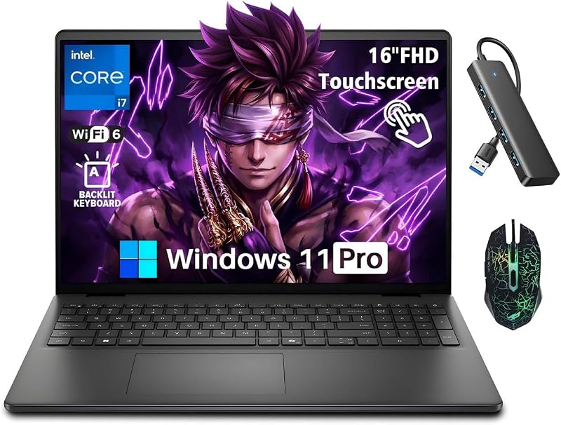 Dell 16" Business-Class Touchscreen Laptop, Intel 10-Core 7 150U (up to 5.4 GHz),Windows 11 Home, 16GB DDR5, 1TB SSD, 16" FHD+ 300-Nits, Wi-Fi 6, Backlit KB, Copilot AI, for Business & Student
