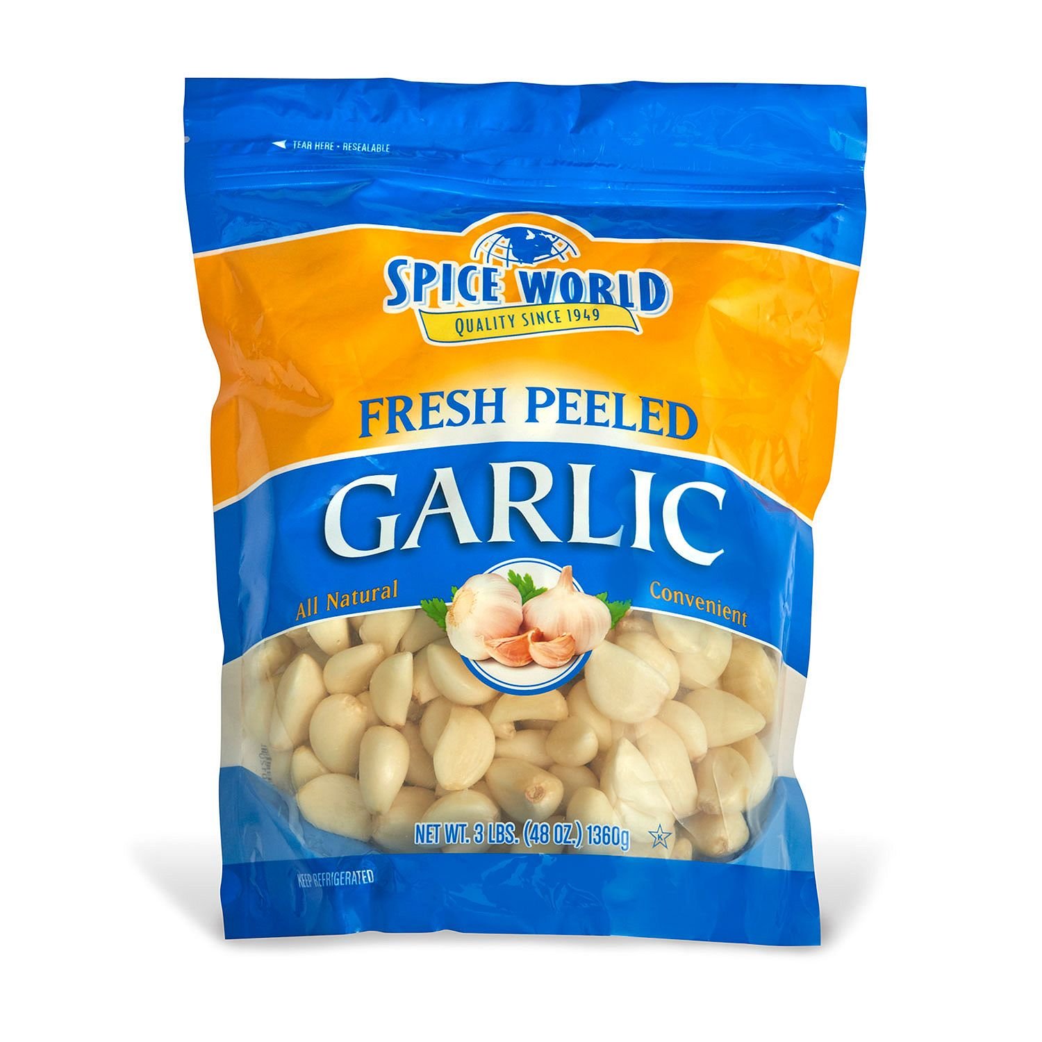 Peeled Garlic 3 lbs. (pack of 3) A1 Grocery & Gourmet Food