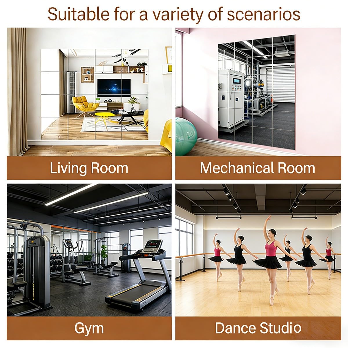 Gimnasio Espejo de Pie Cuerpo Entero de Pared Espejos Grandes Fáciles de Usar para Gimnasio Garaje Yoga Estudio de Baile y Dormitorio 150x60cm
