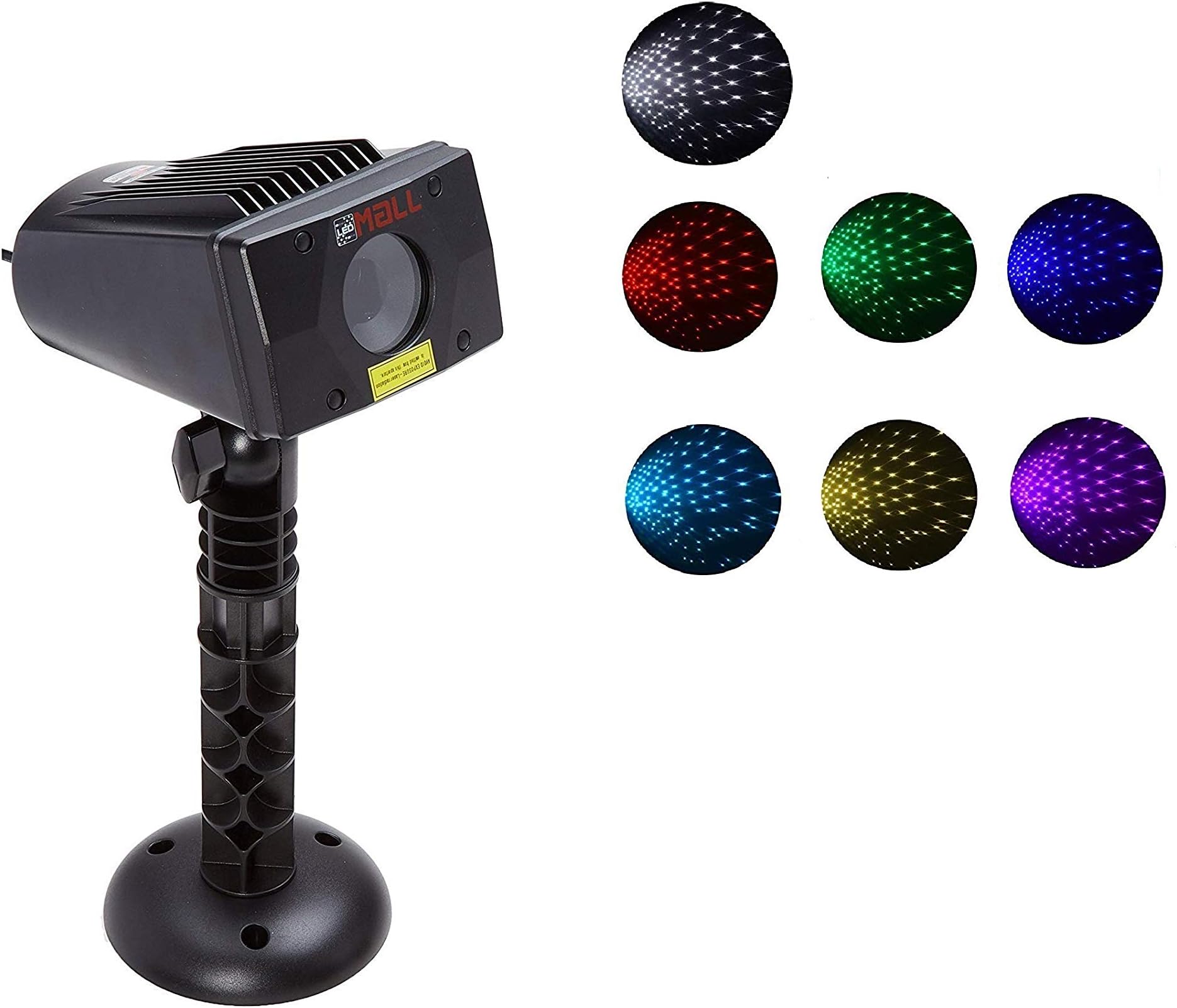 Ledmall Full Spectrum Motion Star Effects 7 Color with White Laser Christmas Lights Projector Outdoor