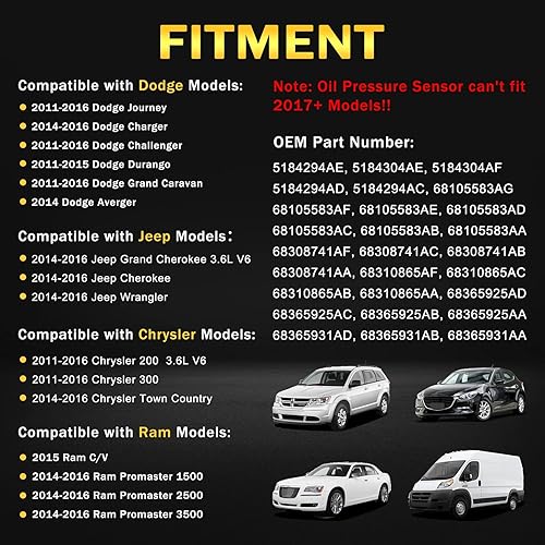 Miniatura 3 de Carcasa de aluminio 926-959 para filtro de aceite de motor con sensores y juntas de enfriador de aceite compatible con Dodge Charger Challenger