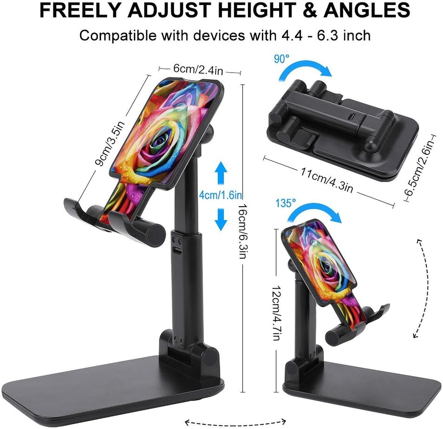 Rainbow Rose Foldable Phone Stand for Desk Taller Stand image 2