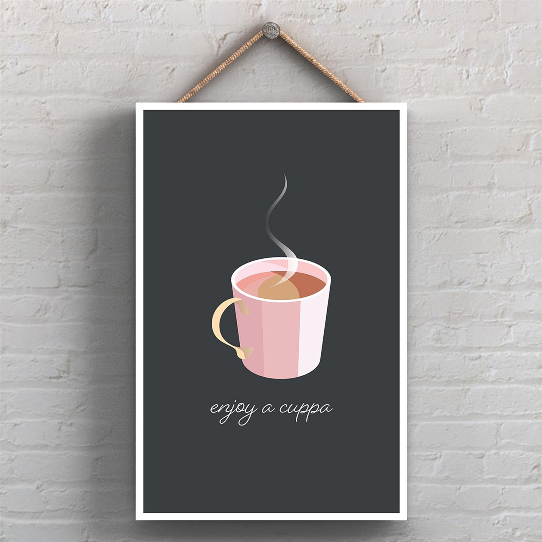 Global Designs Enjoy A Cuppa Kitchen Decorative Hanging Plaque Sign