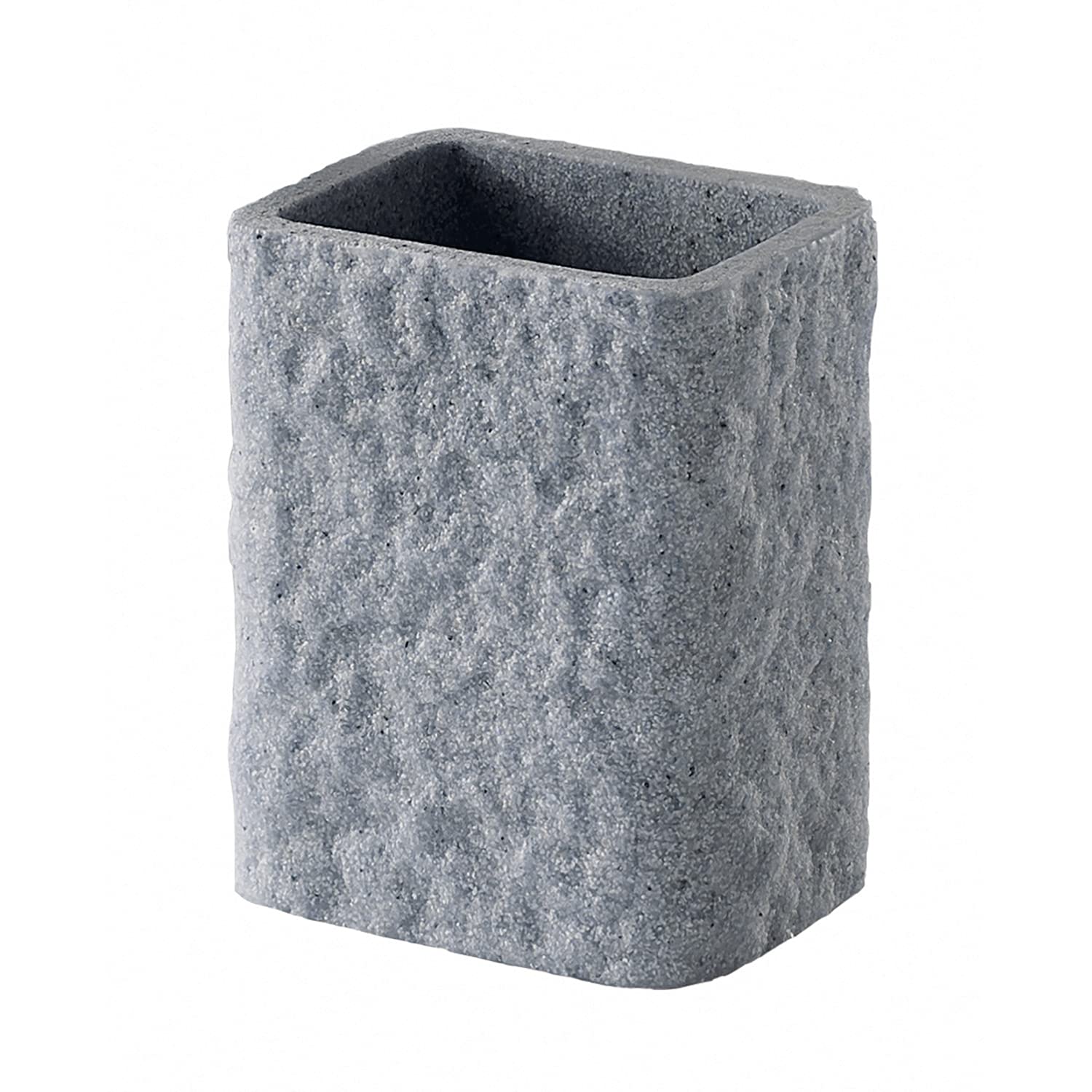 Gedy G-Canton Grey Toothbrush Holder, Dimensions and Weight: 11 x 9.2 x 6.5 cm & 0.45 kg, Toothpaste and Toothbrush Holder in Resin and Sand, Anthracite Finish, R&D Design, 2 Years Warranty, Unique