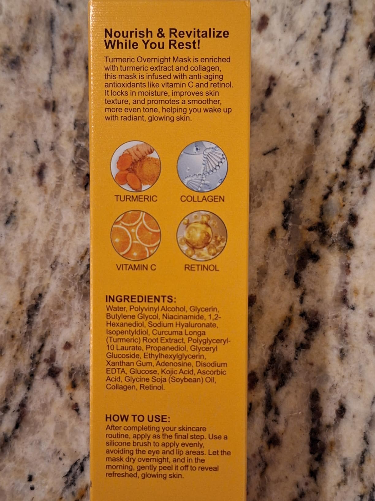 QYQIZWIA Turmeric Vitamin C Collagen Overnight Wrapping Peel Off Mask for Lifting & Firming Face/Neck, Saggy/Dull/Roughed Skin treatment for Clear, Dewy, Radiant Face, 2.53 Oz/75 ML