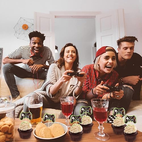 Miniatura 6 de Controlador de videojuegos para cupcakes, 36 piezas para decoración temática de juegos, aniversario, baby shower, fiesta de cumpleaños