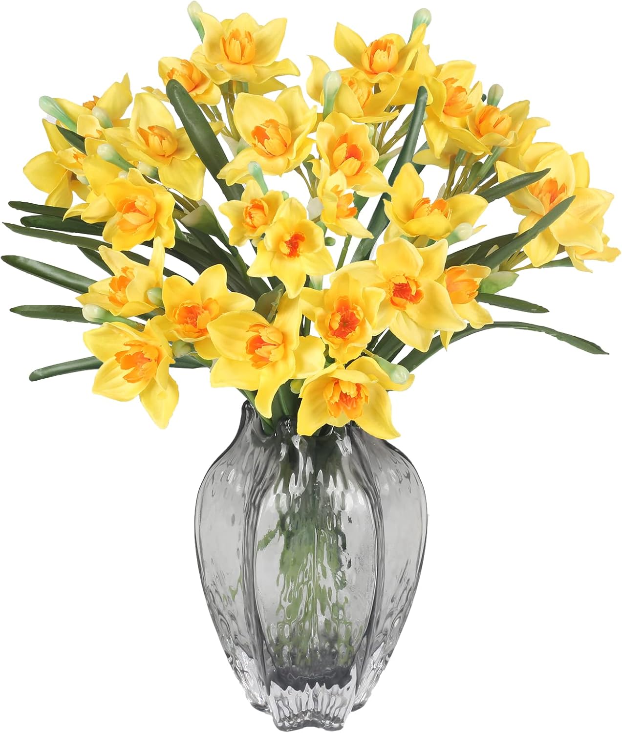 XYXCMOR 12pcs Artificial Daffodils Flowers Yellow Narcissus