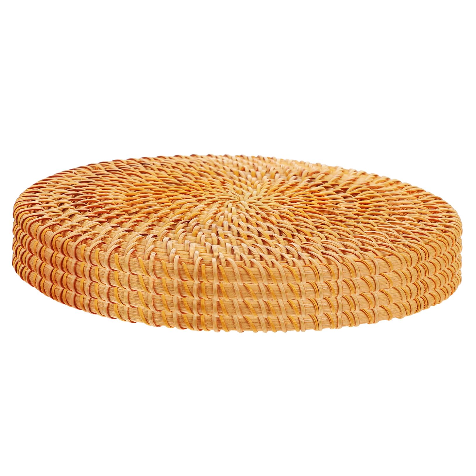 4 Stück Rattan Untersetzer Hitzebeständig Natürliches Geflecht Topfuntersetzer Rund Multifunktional für Küche und Esstisch