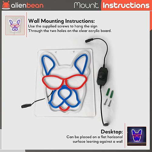 Miniatura 8 de na1 Letrero de luz de neón de PVC de Bulldog francés, decoración de escritorio, regalo divertido único para los amantes de los franceses, tornillos