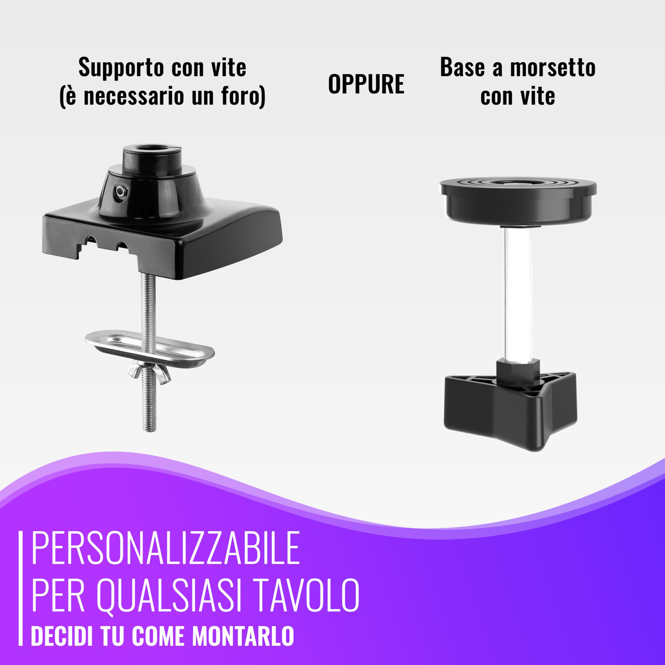 Poppstar Braccio monitor doppio regolabile in altezza per 2 monitor da 17-27 pollici (braccio 360° orientabile, rotabile, inclinabile) Supporto monitor per PC, nero