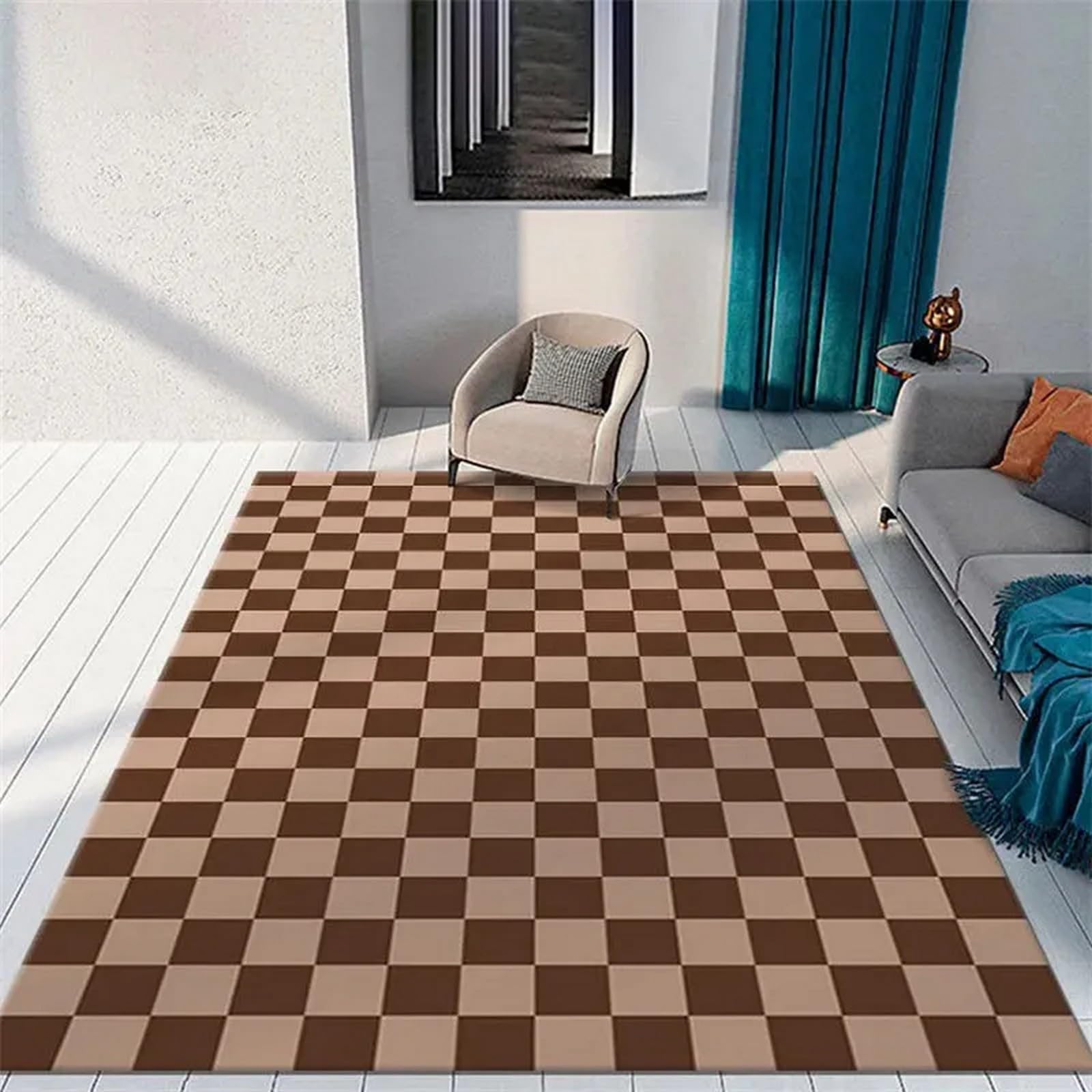 Tapis géométrie 3D antidérapant coloré pour salon moderne et tapis de jeu 100x200