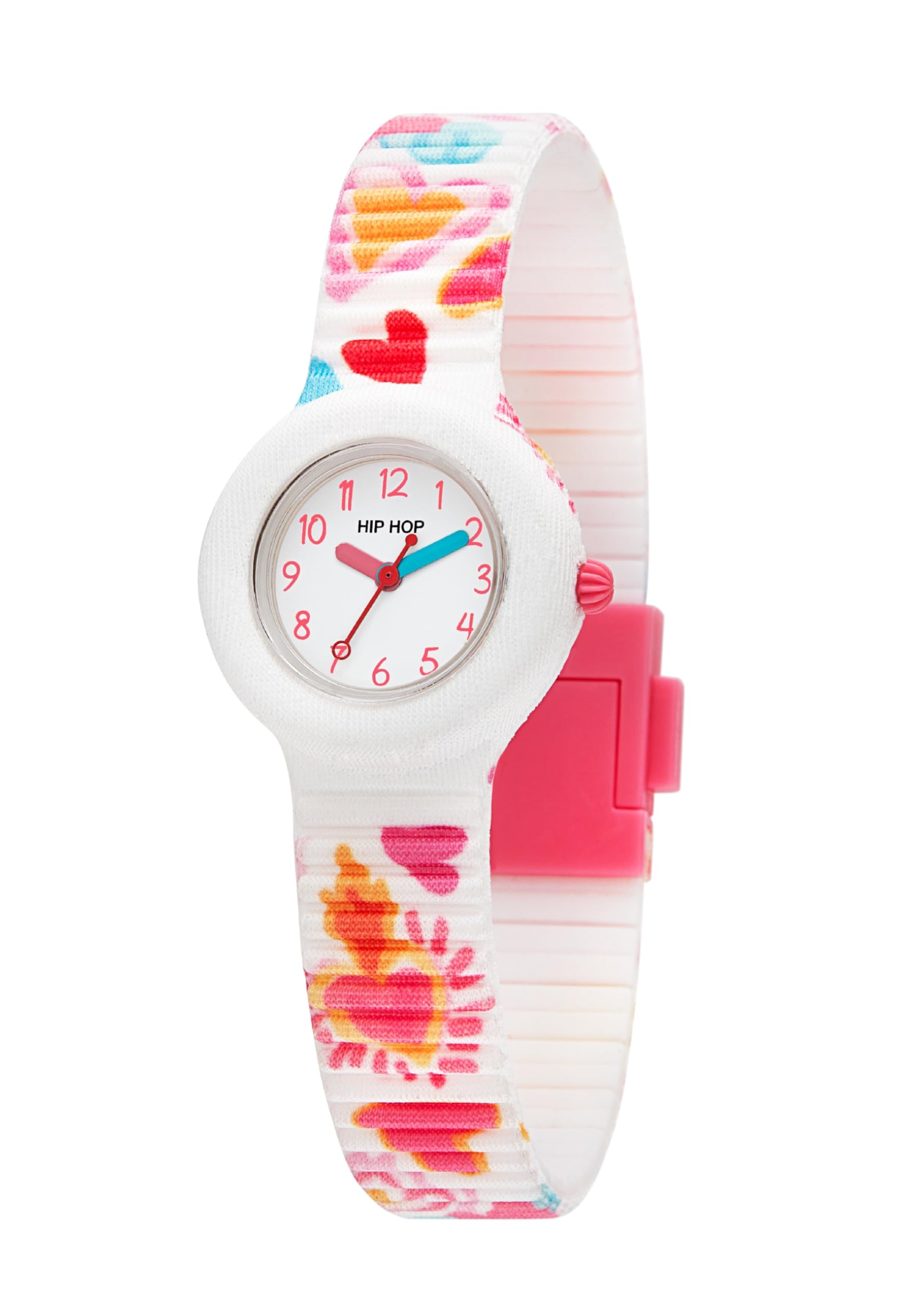 Hip Hop, Collezione Kids Fun, Orologio Bambina Color Heart, Cinturino in Silicone Intercambiabile, Indici e Sfere Colorate, Cassa 28 mm, Movimento al Quarzo, Resistente all'Acqua, Lunghezza Regolabile