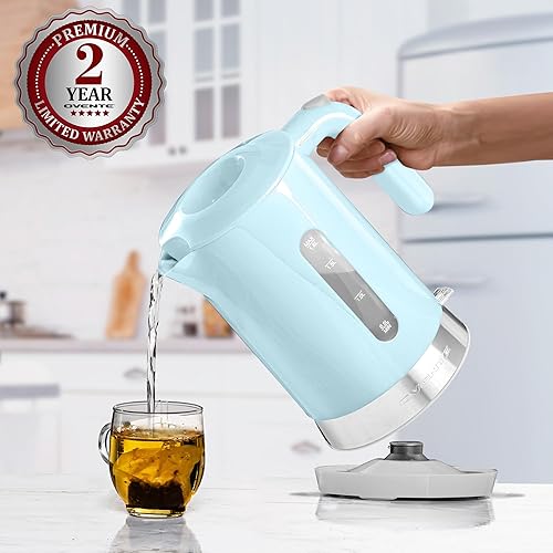 Miniatura 7 de OVENTE Hervidor Eléctrico de 1.8L, Calentador de Ebullición Rápida de 1500W para Café o Té, Libre de BPA, Tapa Fácil de Llenar, Ventana de Nivel de