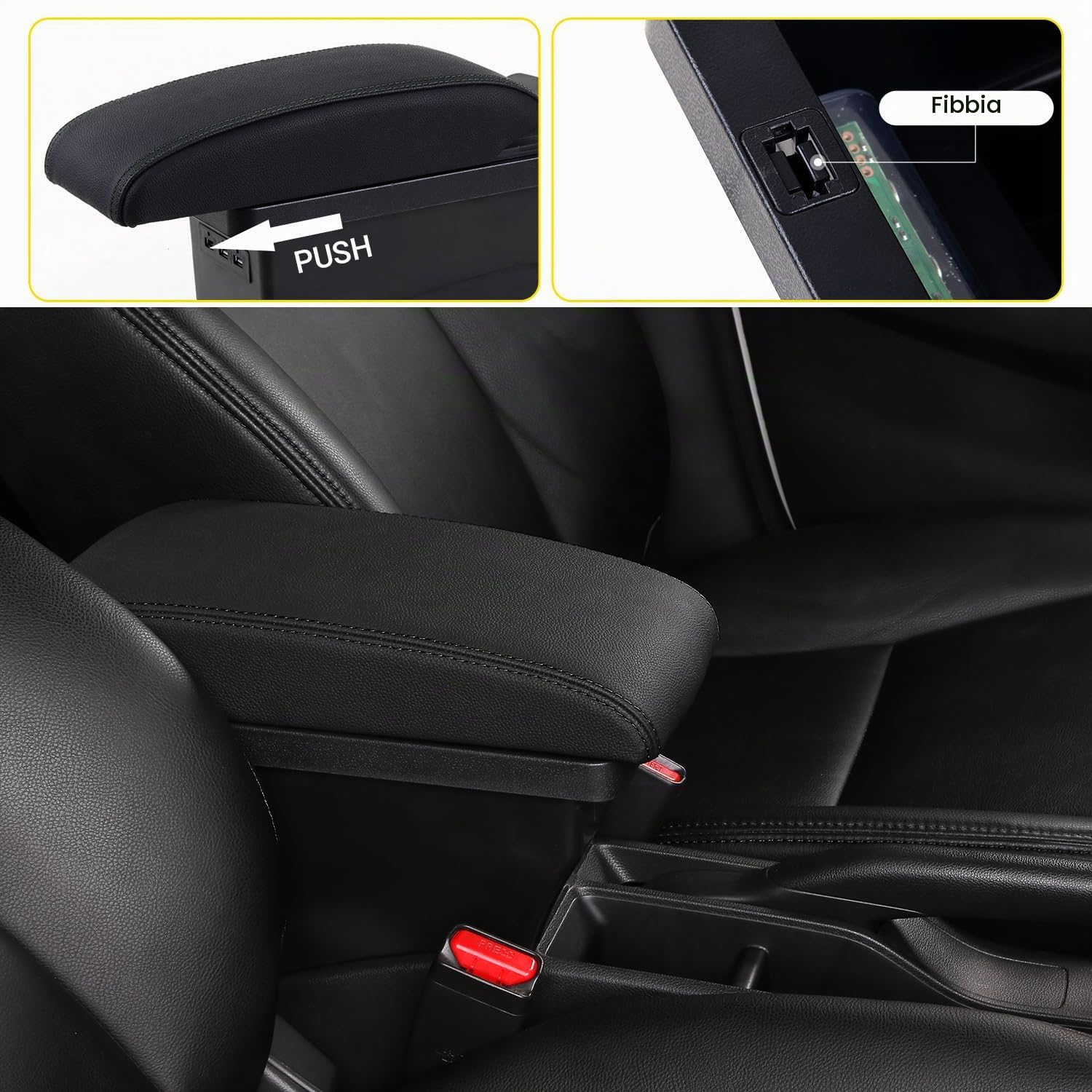 YJYWZH Braccioli per Toyota Aygo X 2021-2024 Bracciolo, Doppio Strato Centrale Console vano Nero Pelle (Nero)