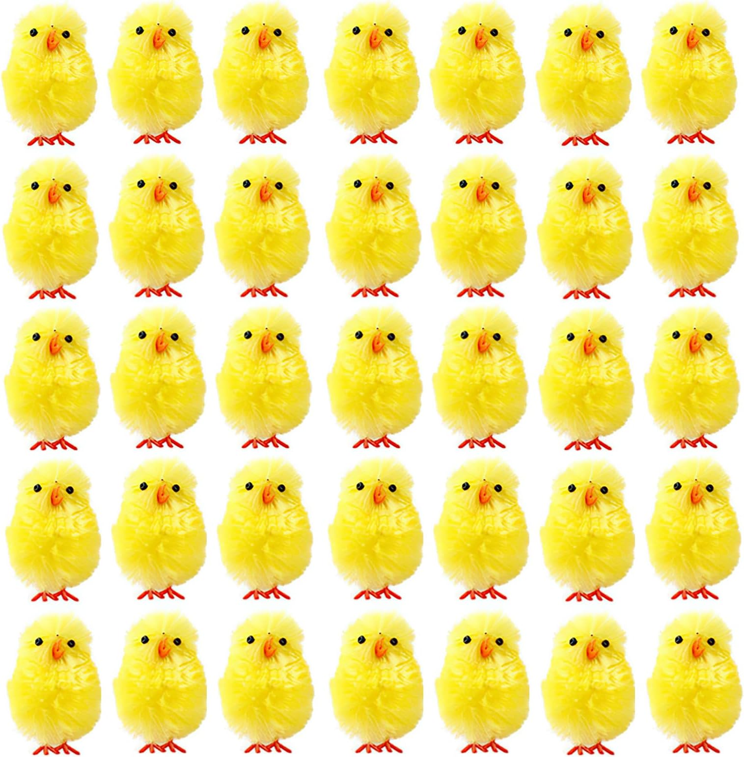 36 Pcs Easter Miniature Yellow Chick Ornaments, Yellow Easter Chicks, for Easters Party Egg Hunt Game Egg Hunt Game Cute Plush Toys and Hat Ornaments (1.5 * 3 cm)