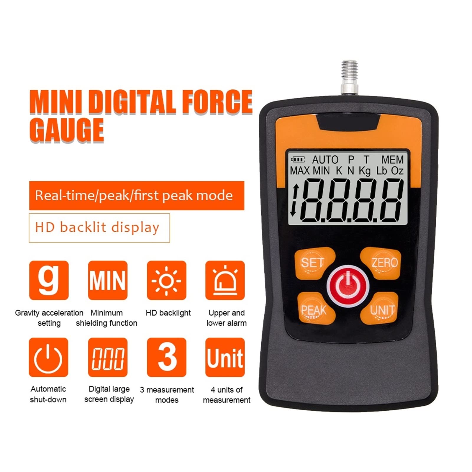 Medidor de fuerza digital resorte Push Push Gause Push Push Pule Probador Medición del instrumento Dinamómetro de instrumentos 500N Equipo de prueba de fuerza - Herramientas de medición(500N)
