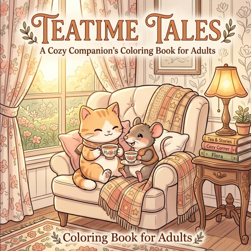Teatime tales Cat and Rat: A Cozy and Relaxing Coloring Adventure