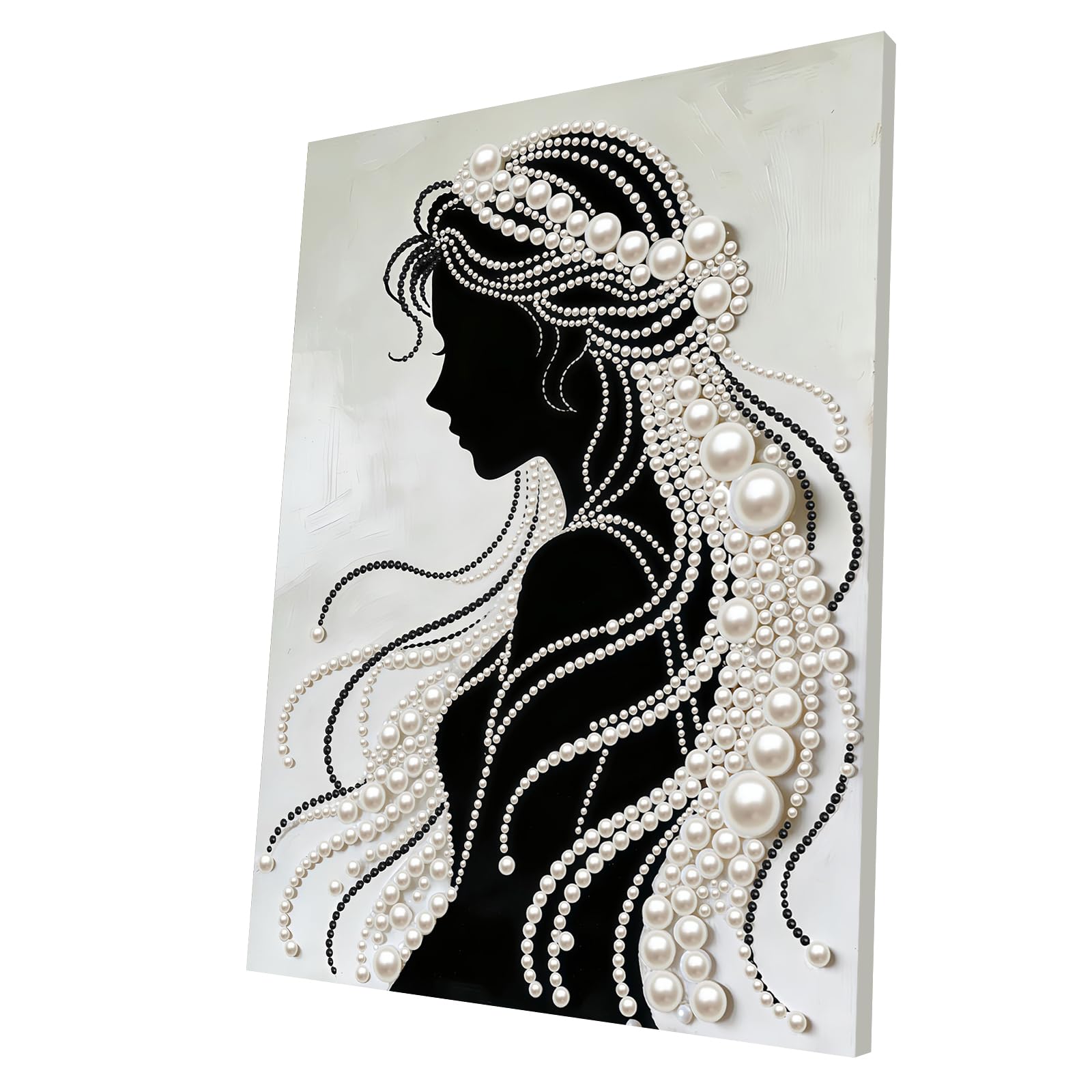 DIY Pearl Painting Kit with Wooden Frame, 3D Plastic Pearl Gemstone Ocean Art Craft for Adults Beginners, Diamond Art Kits for Adults, Home Wall Decor Ready Gift for Women(Long Hair Lady)(30 * 40cm)