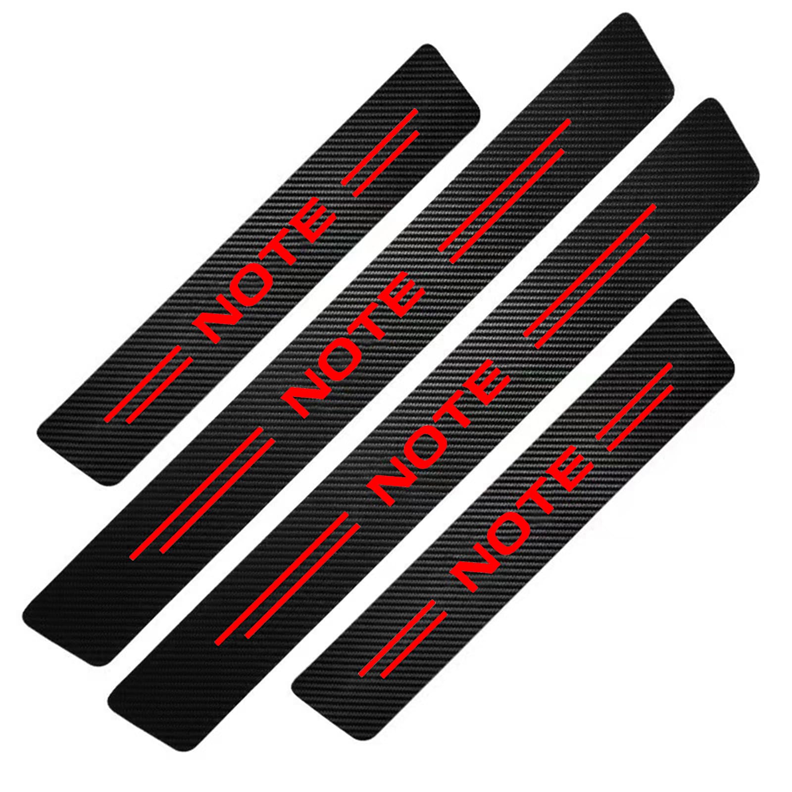 4pcs Car Sill Protectors Strips Carbon Fiber Wrap Film Universal Automobile Threshold Protective Covers Sticker Kick Plate Styling Accessories for Nissan Note E11 E12 E13 2004-2024,Red
