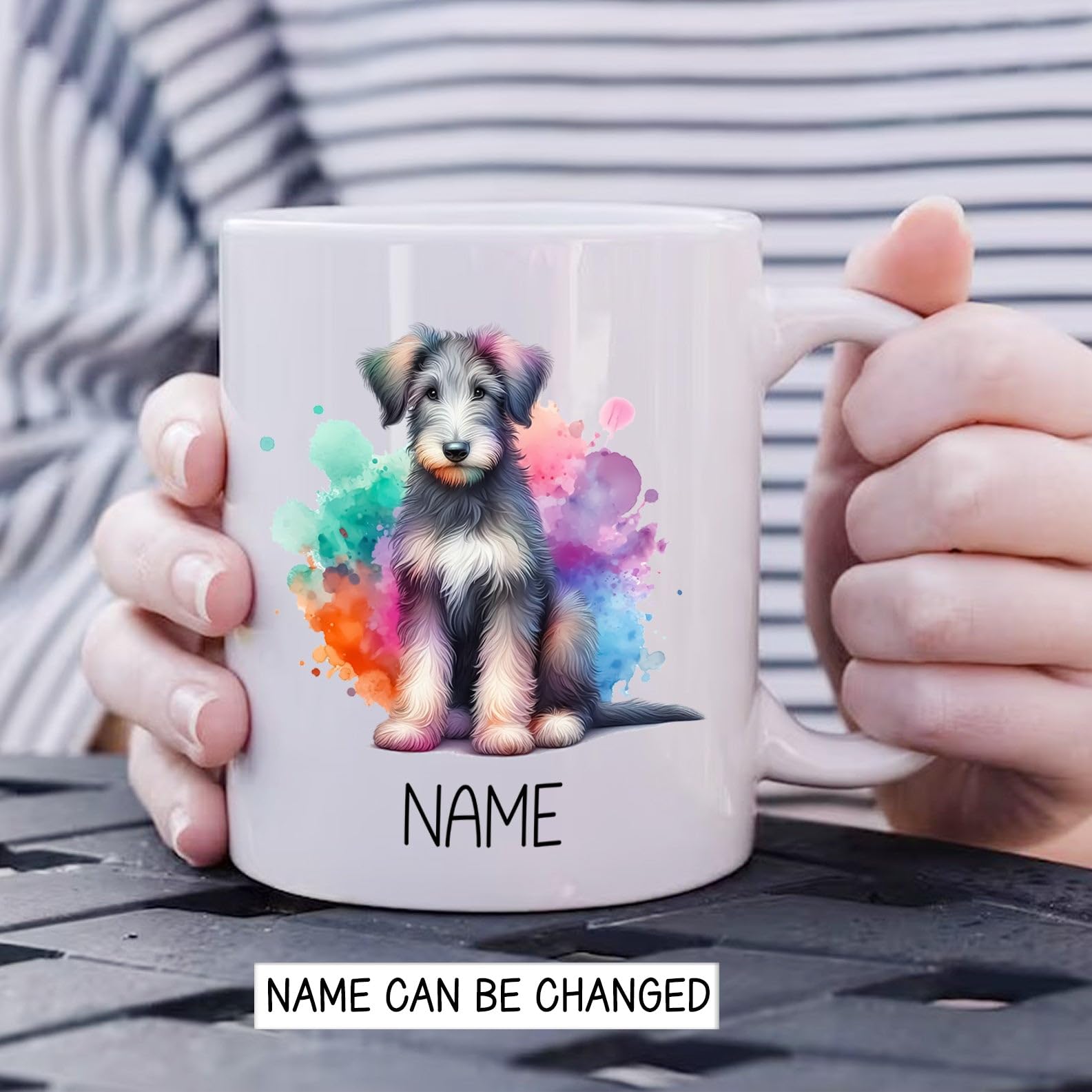 Irish Wolfhound Dog Cup Gift for Birthday Christmas, Personalized Irish Wolfhound Dog Watercolor Mug, Custom Colorful Pet Coffee Mug 11oz 15oz, Irish Wolfhound Dog Breed White Ceramic Cups