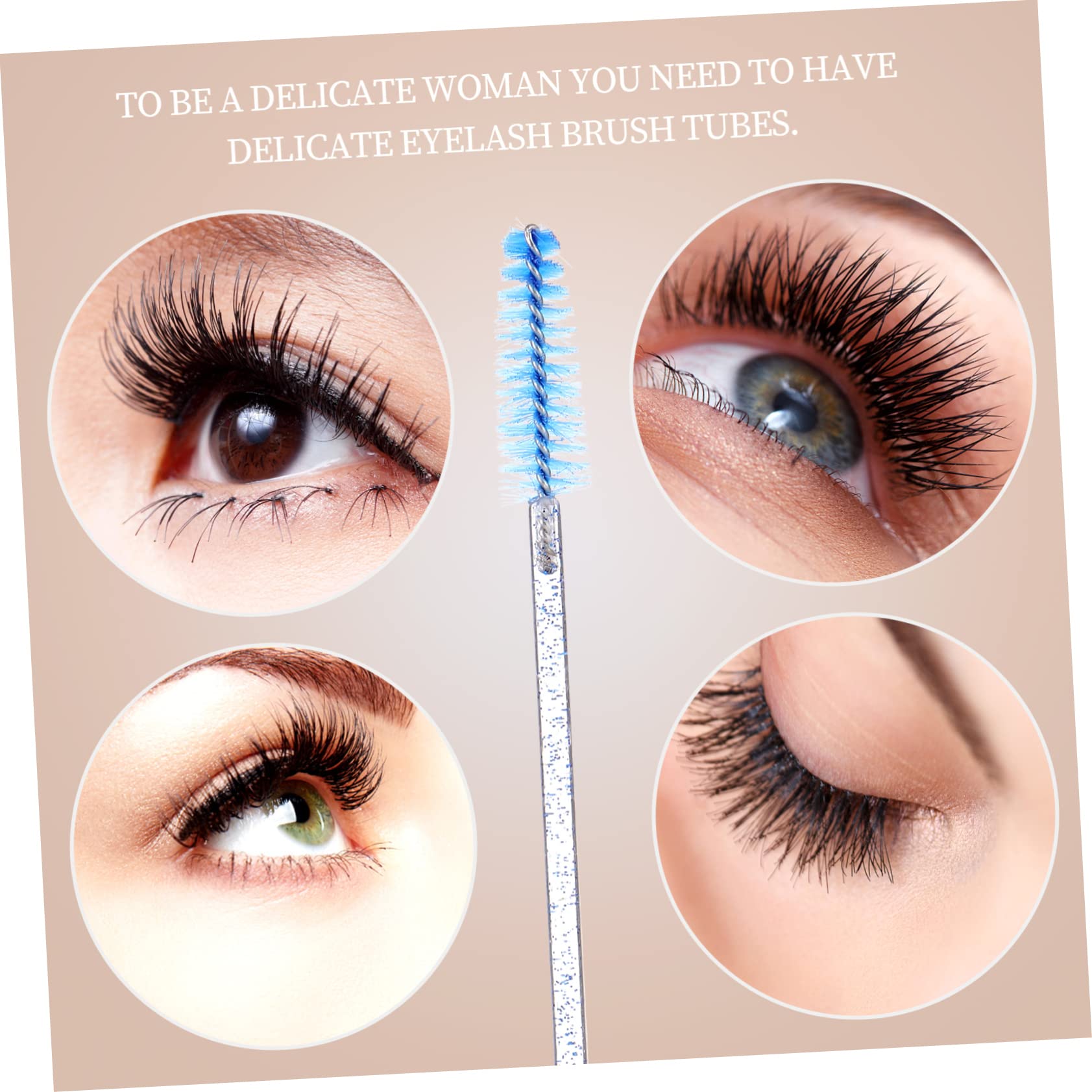 NIYANGLE 4pcs Portable Eyelash Brush with Keychain Lightweight Mascara Applicator for Travel Durable Lash Brow Comb for Precise Makeup for Women