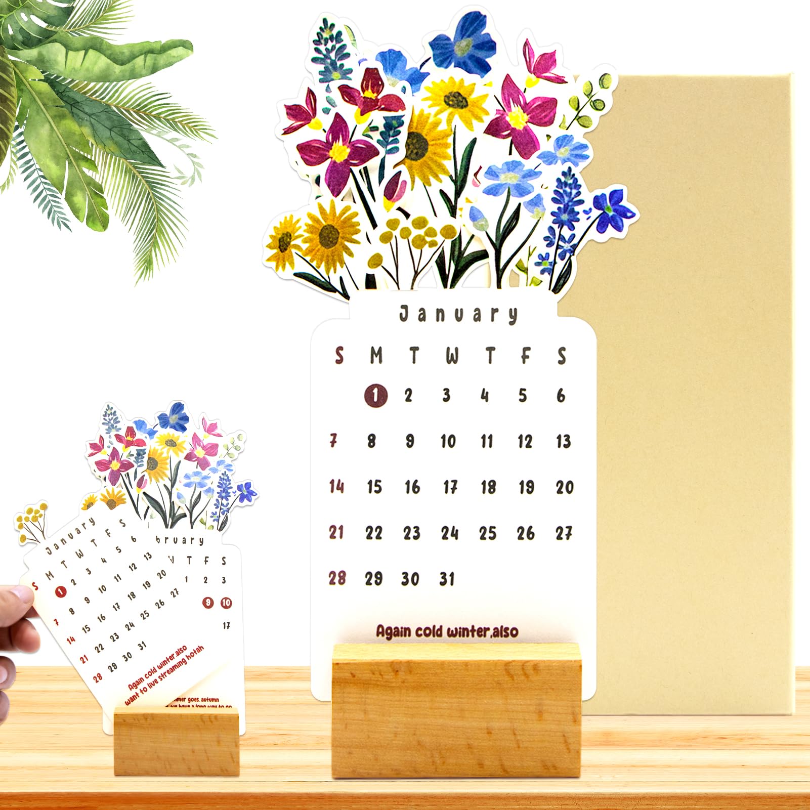 GanbaroBloomy Flowers Desk Calendar 2024, 3D Desk Calendar, Flowers Desk Calendar, Vase Shaped New Year Monthly Calendar Planner, Desk Calendar Month to View, Office Desk Decor,Home Decoration