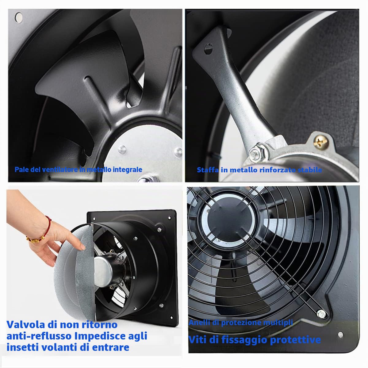 Ventola Aspirazione da 300 mm, Estrattore Aria Ventola per Termosifoni Booster Ventilazione e Scappamento, Parete Termosifone Aspiratore per Cucina Bagno Tenda da Crescita Uso Domestico