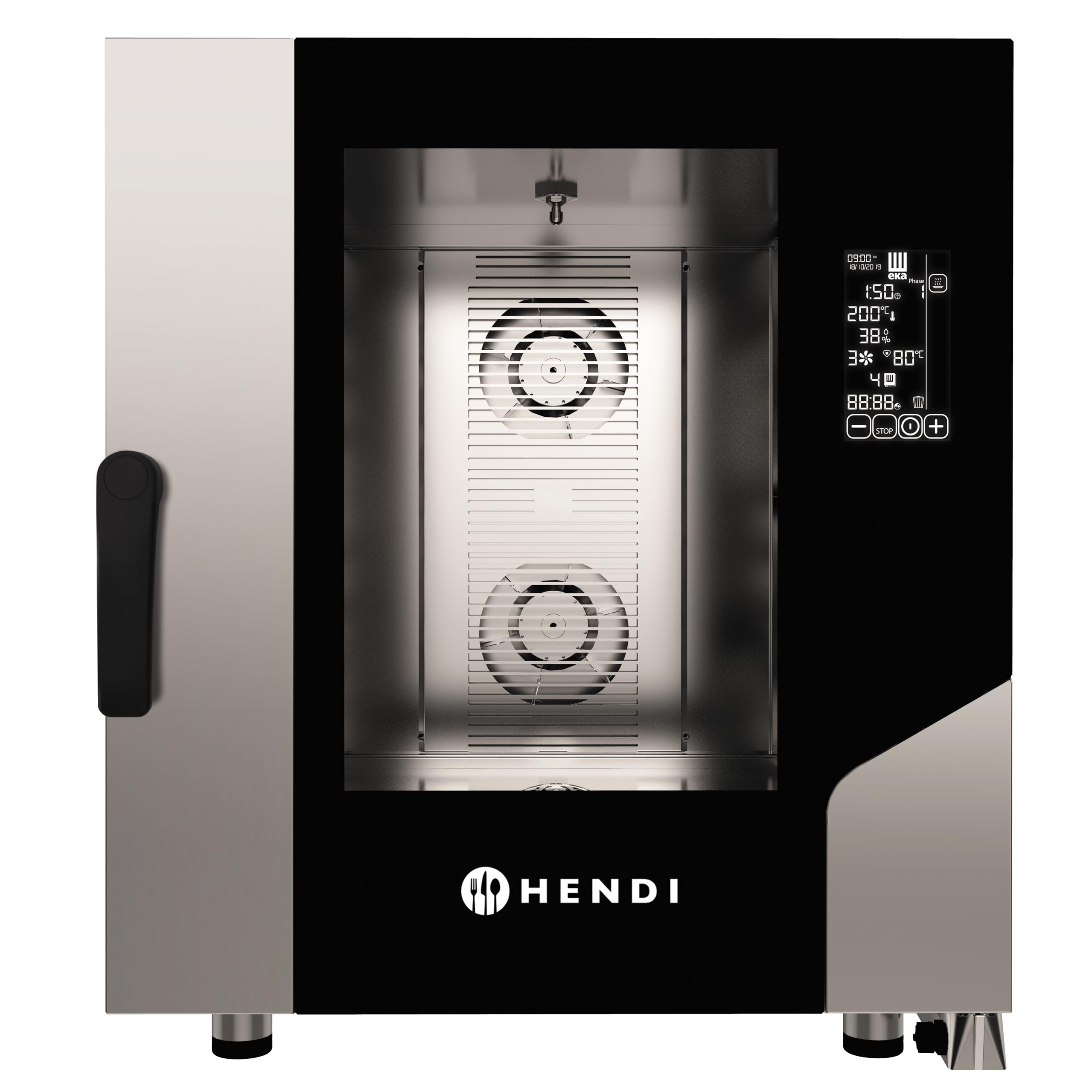 HENDI Kombidämpfer, Contact, für 7x GN1/1 Bleche, 100 programmierbaren Einstellungen, Automatisches Reinigungssystem, Heißluft- mit Dampf-Backofen, Dampfgarer, 400V/10,4kW, 730x849x(H)850mm, Edelstahl