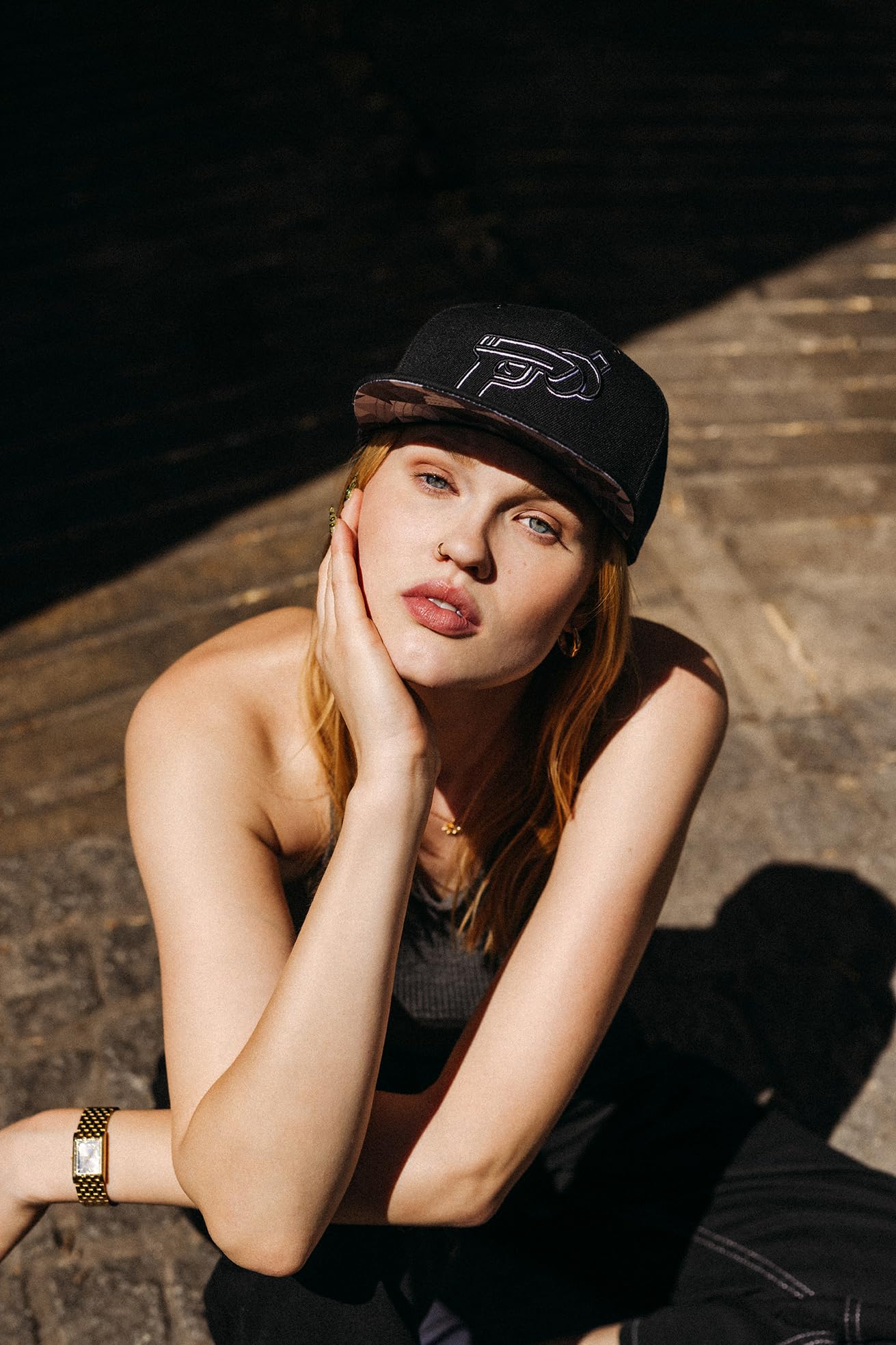 Nebelkind Gorra-Snapback Cap Disarmed Negro, Hombre Mujer Unisex, Talla Unica, tamaño Ajustable, Gorra de béisbol Moda, Estilo Streetwear, Gorras de béisbol con Visera Recta