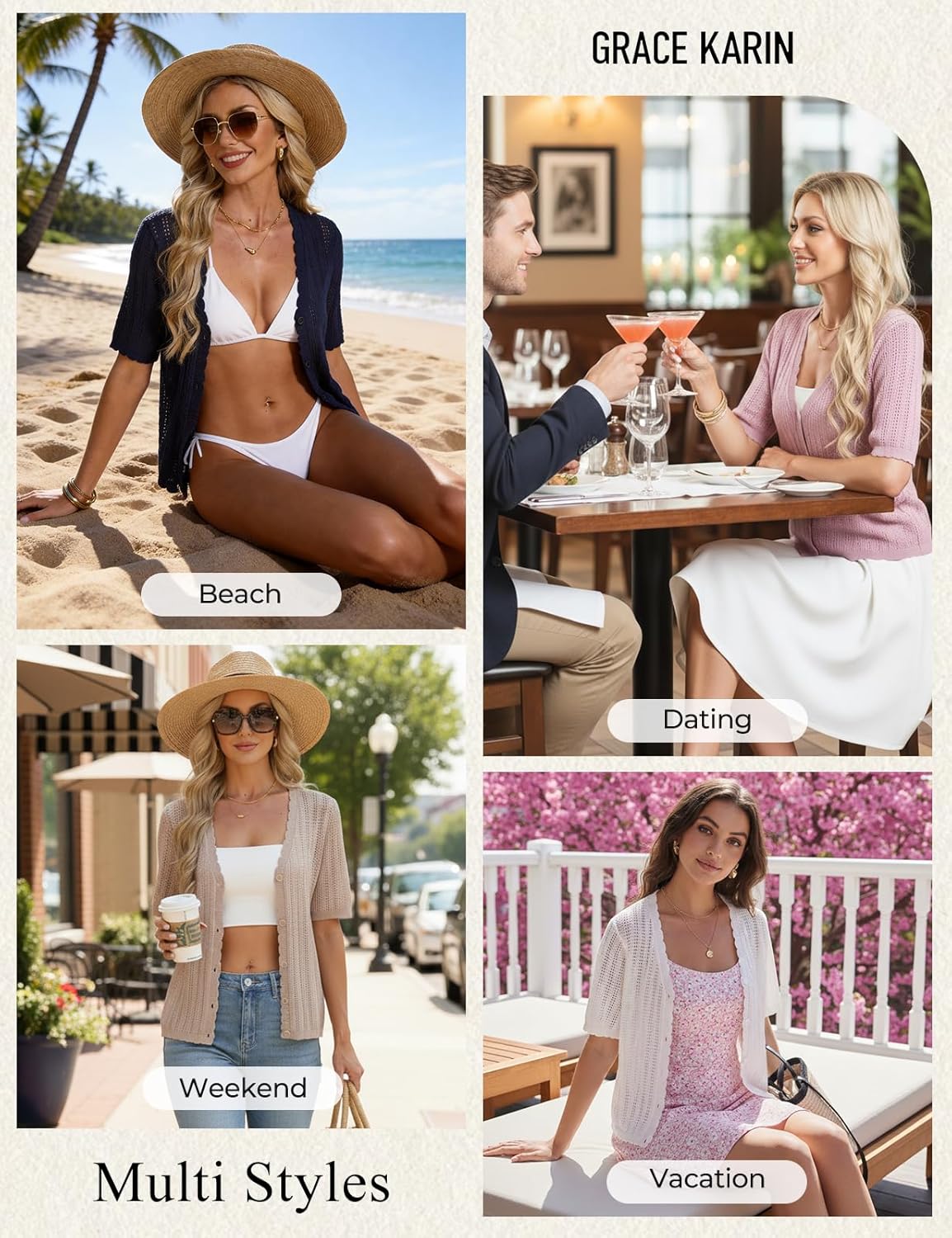GRACE KARIN Short Sleeve Summer Cardigan Sweaters for Women 2026 Lightweight Shrug Crochet Beach Cover Ups - Image 6