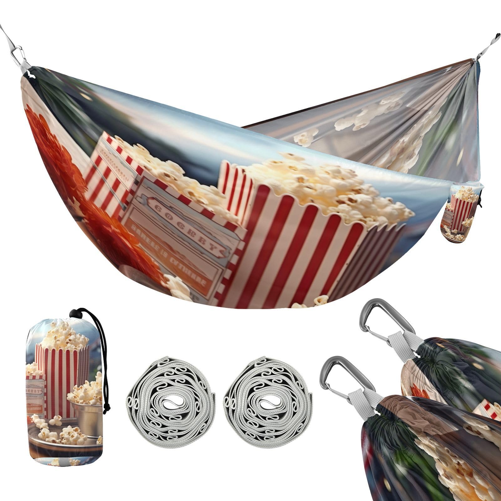 SDMKA Popcorn Clapboard Camping Hammock, 330 lbs with 2 Tree Straps, Carry Bag, Single Portable Hammock for Outdoor/Indoor, Hiking, Beach, Backpacking, Travel