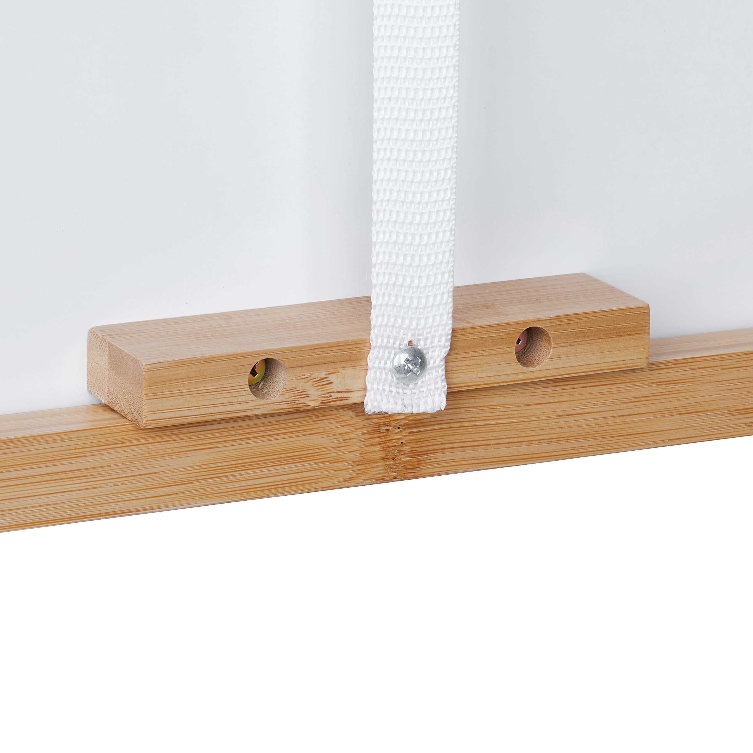 Relaxdays Table Pliante, Bambou, HxLxP : 63 x 47,5 x 37 cm, Peu encombrante, Solide, guéridon de Balcon, Blanc-Nature