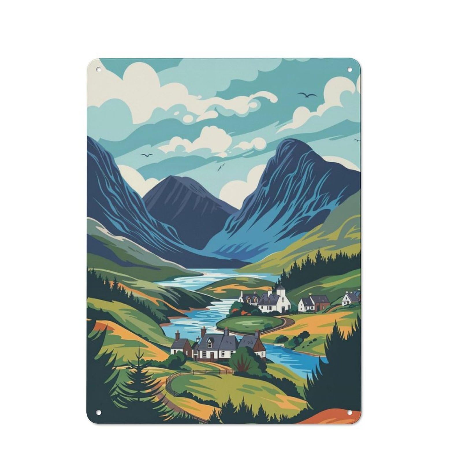 Junmoney Scottish Highlands Rustic Tin Sign 40X30cm For Lounge Or Reading Corner, For Vintage Wall Decor Fans, For Garage And Workshop Walls