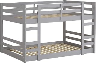 Walker Edison Alexander Classic Solid Wood Stackable Jr Twin over Twin Bunk Bed, Twin over Twin, Grey
