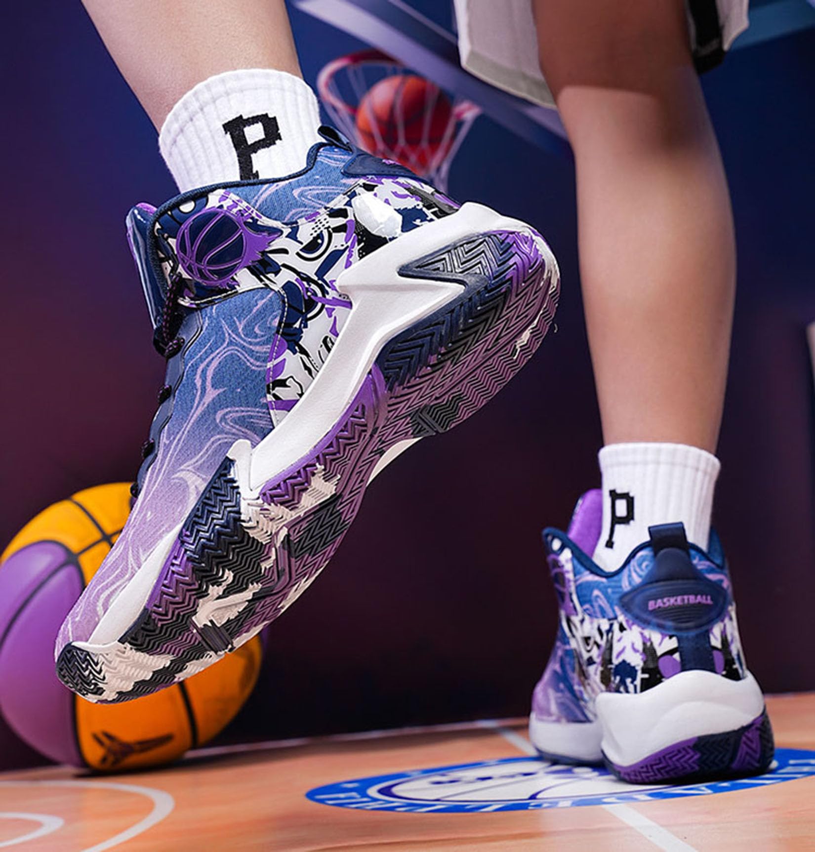 Męskie Buty Do Koszykówki Buty Treningowe Dla Chłopców Outdoor Buty Do Koszykówki Sportowe(39 EU, Q3)