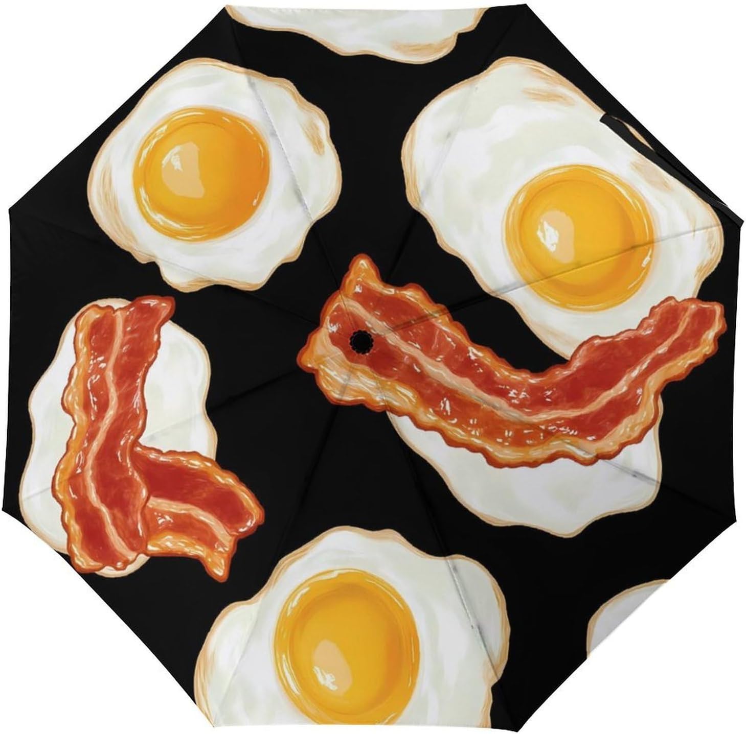 Bacon And Eggs for Breakfast Compact Umbrella 3 Folding Windproof Automatic Umbrellas Portable Travel Accessories
