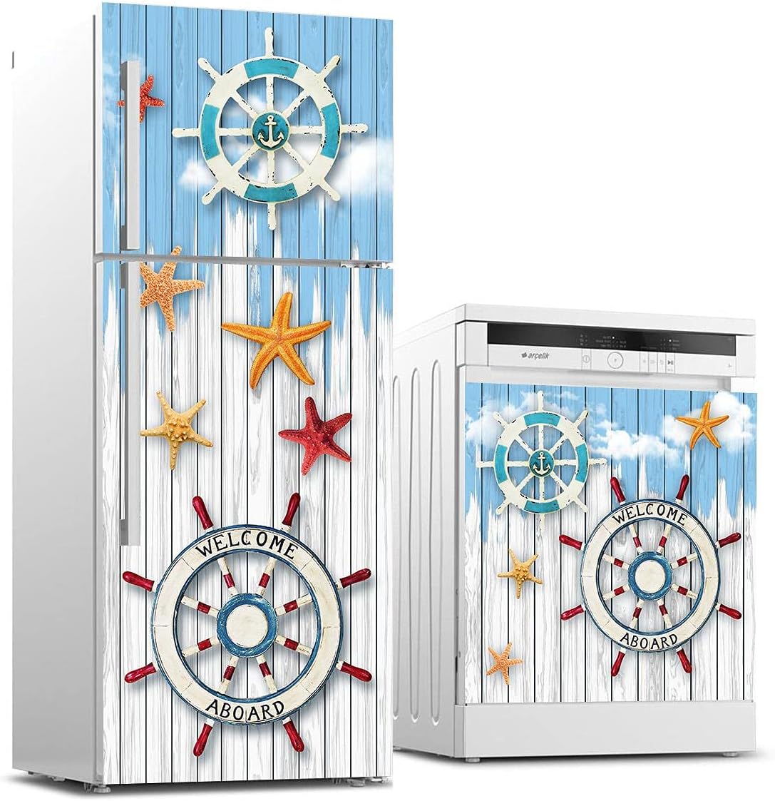 Buzdolabı ve Bulaşık Makinası Beyaz Eşya Sticker Kaplama Denizci Dümen