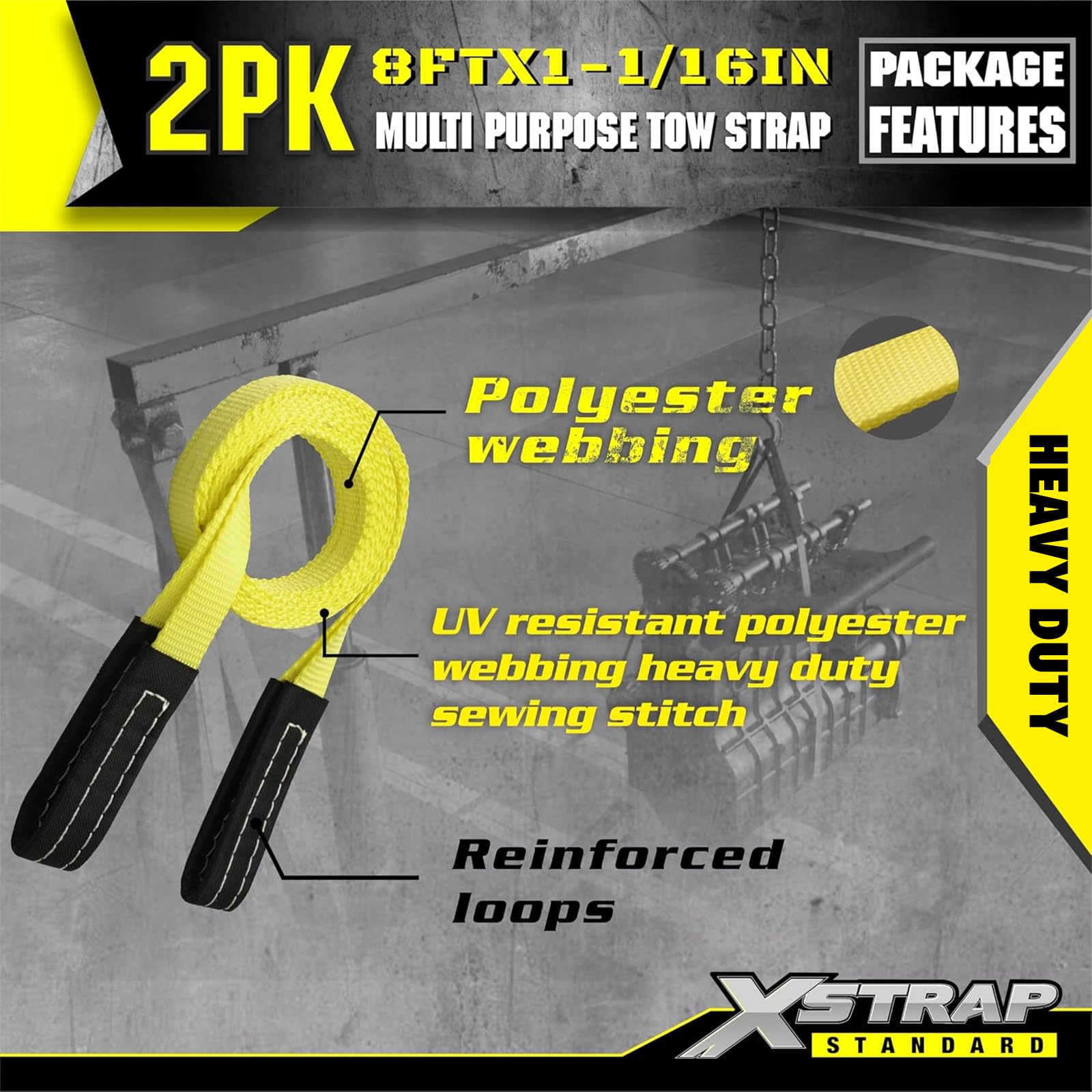 XSTRAP Lift Sling Straps - 2 Pack, 8' Long -4
